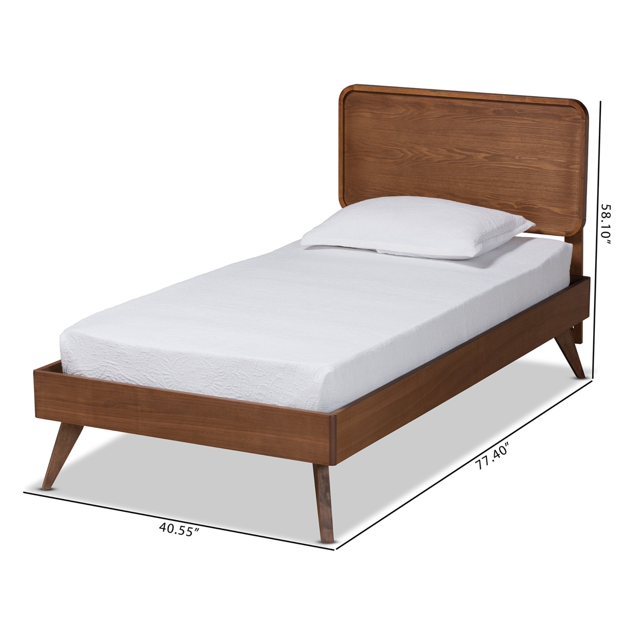 Baxton Studio Leola Mid-Century Modern Transitional Walnut Brown Finished Wood Twin Size Platform Bed