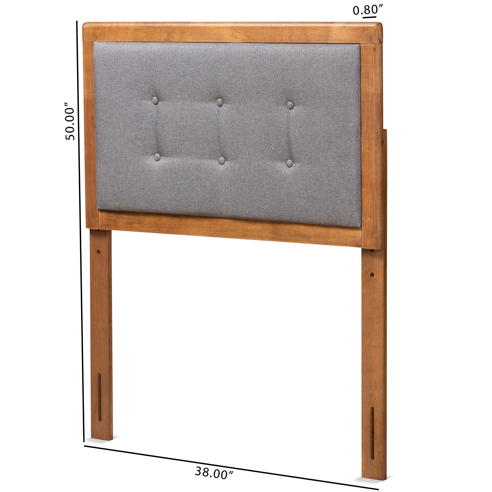 Baxton Studio Sarine Mid-Century Modern Dark Grey Fabric Upholstered and Walnut Brown Finished Wood Twin Size Headboard