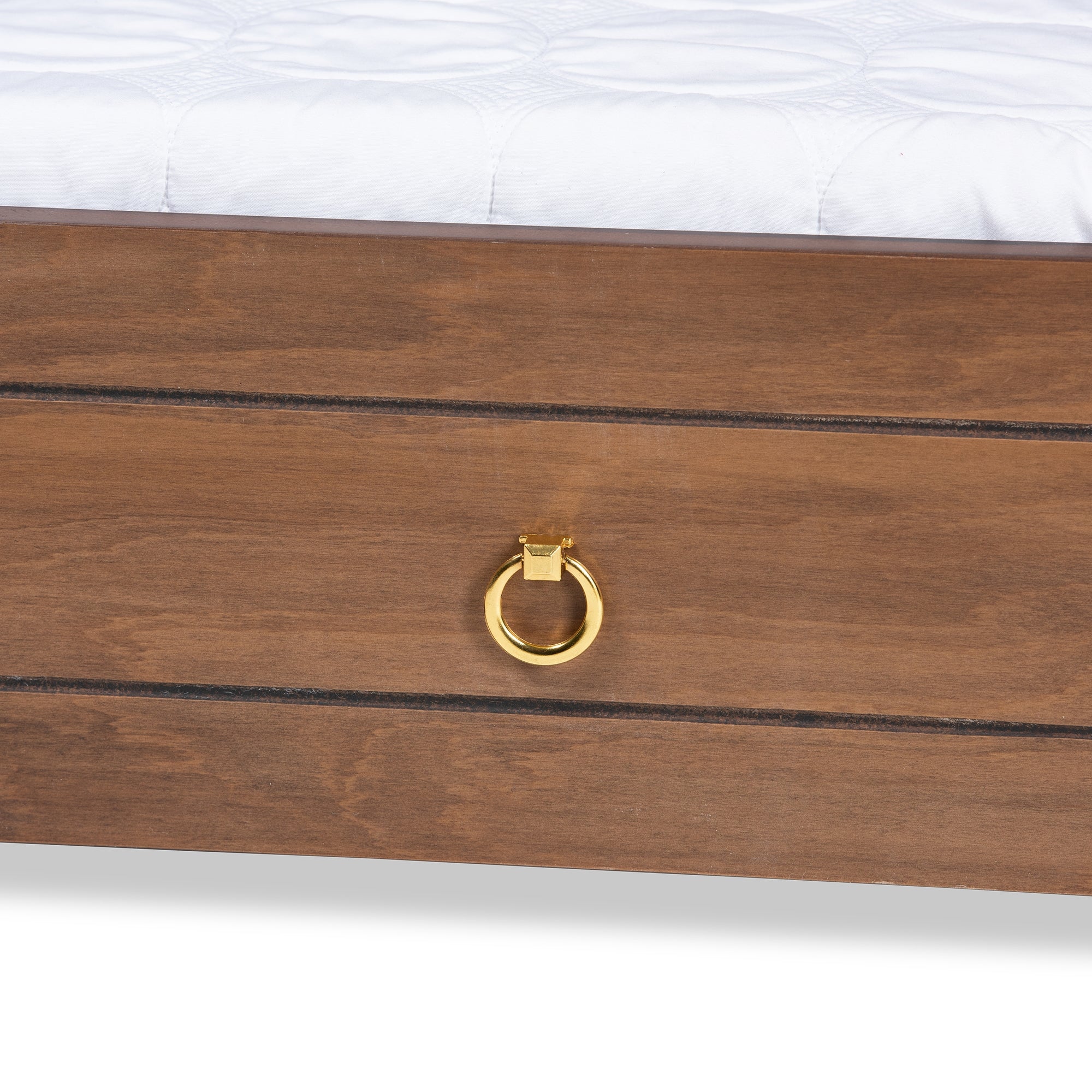 Baxton Studio Alya Classic Traditional Farmhouse Walnut Brown Finished Wood Full Size Daybed with Roll-Out Trundle Bed