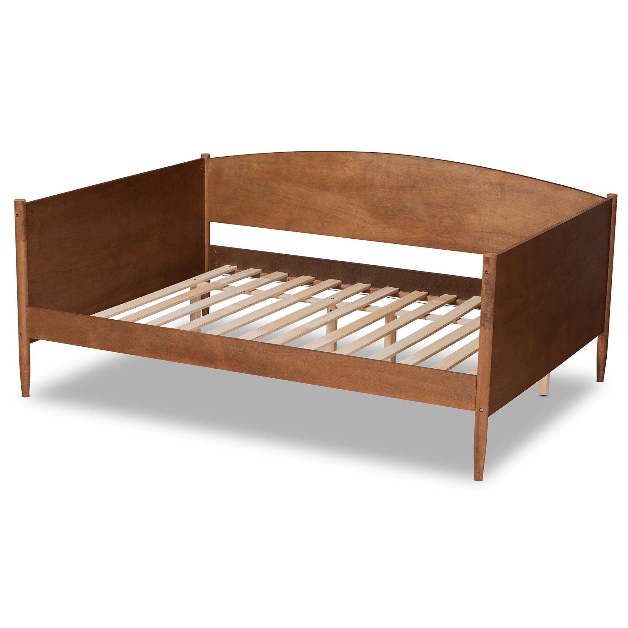 Baxton Studio Veles Mid-Century Modern Ash Walnut Finished Wood Full Size Daybed