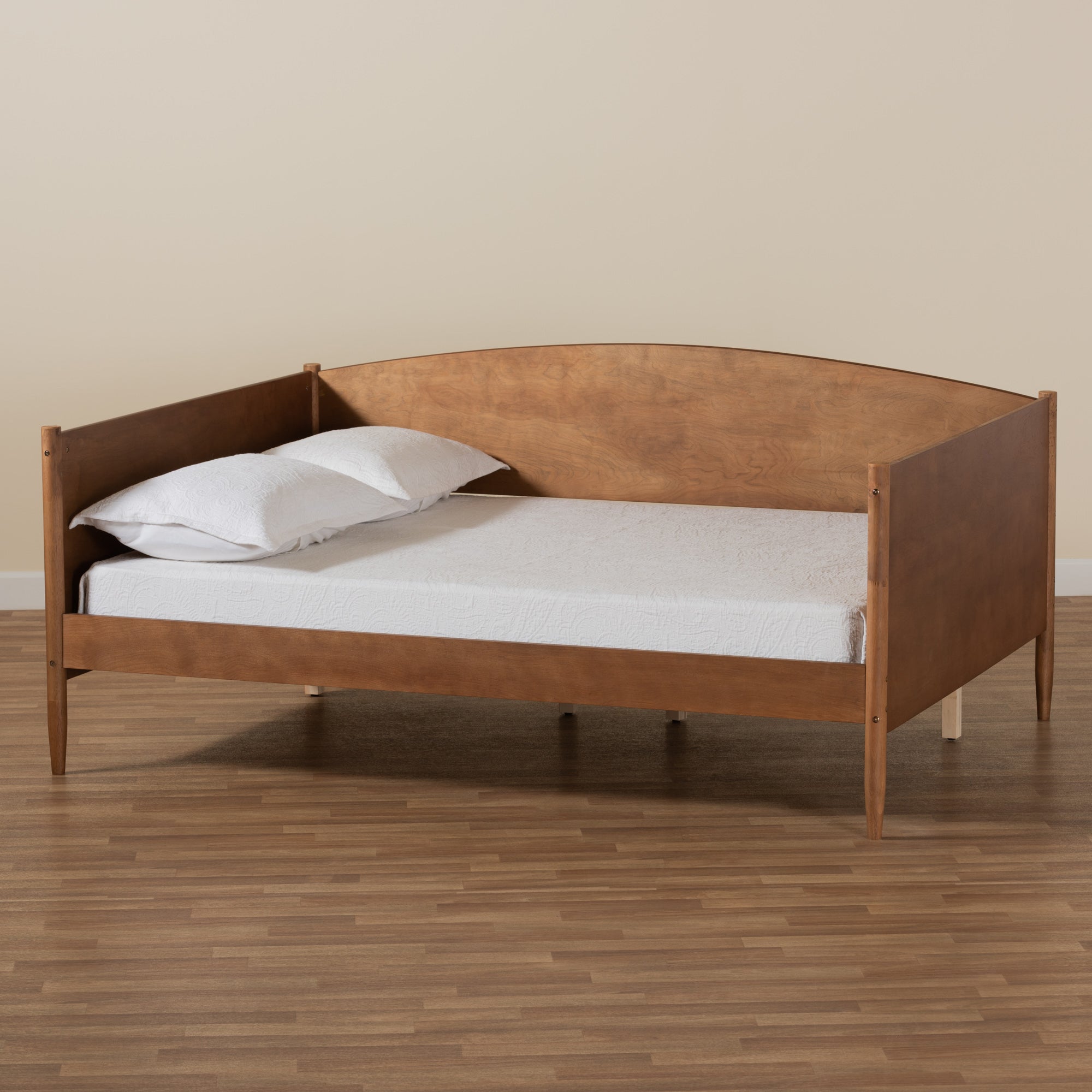 Baxton Studio Veles Mid-Century Modern Ash Walnut Finished Wood Full Size Daybed