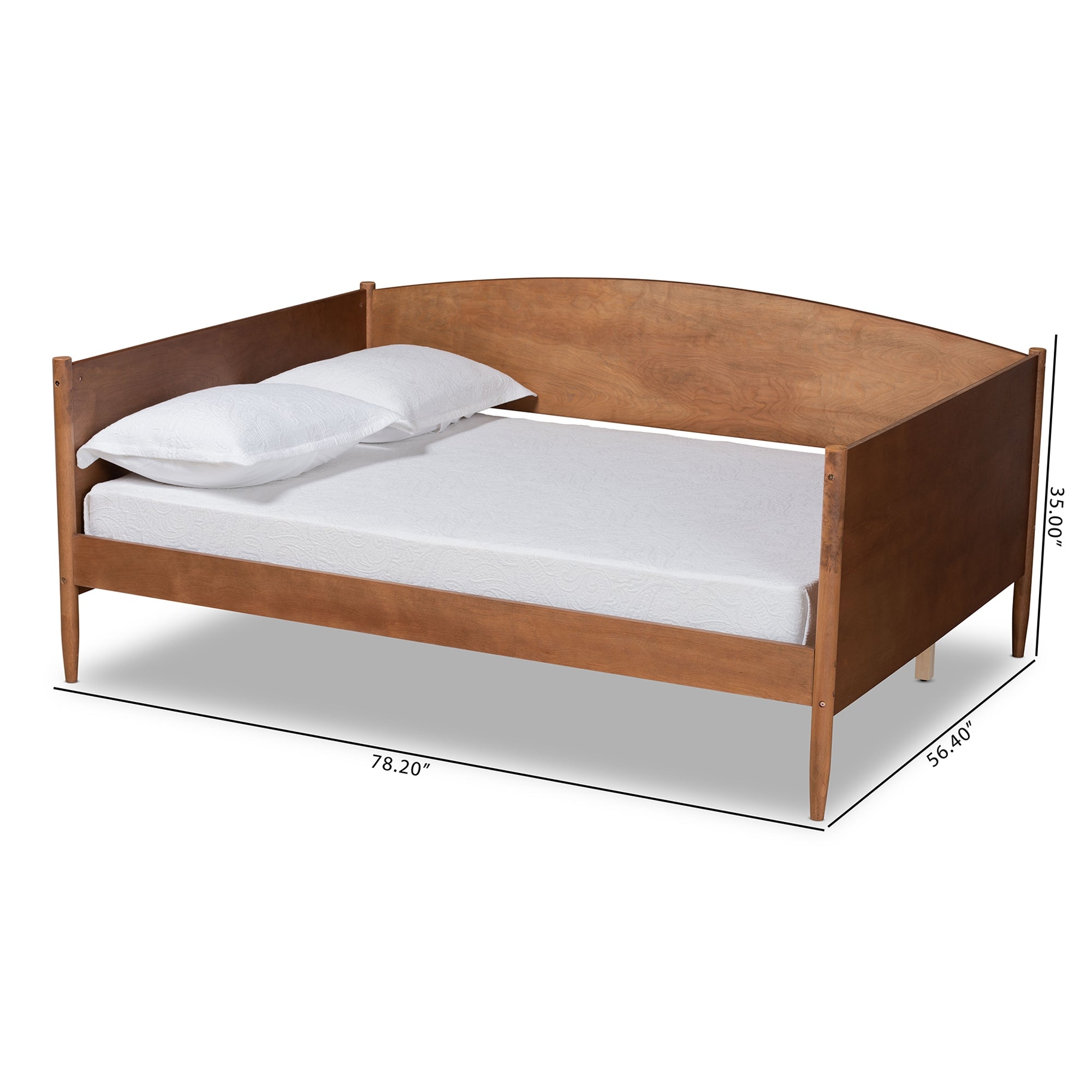 Baxton Studio Veles Mid-Century Modern Ash Walnut Finished Wood Full Size Daybed