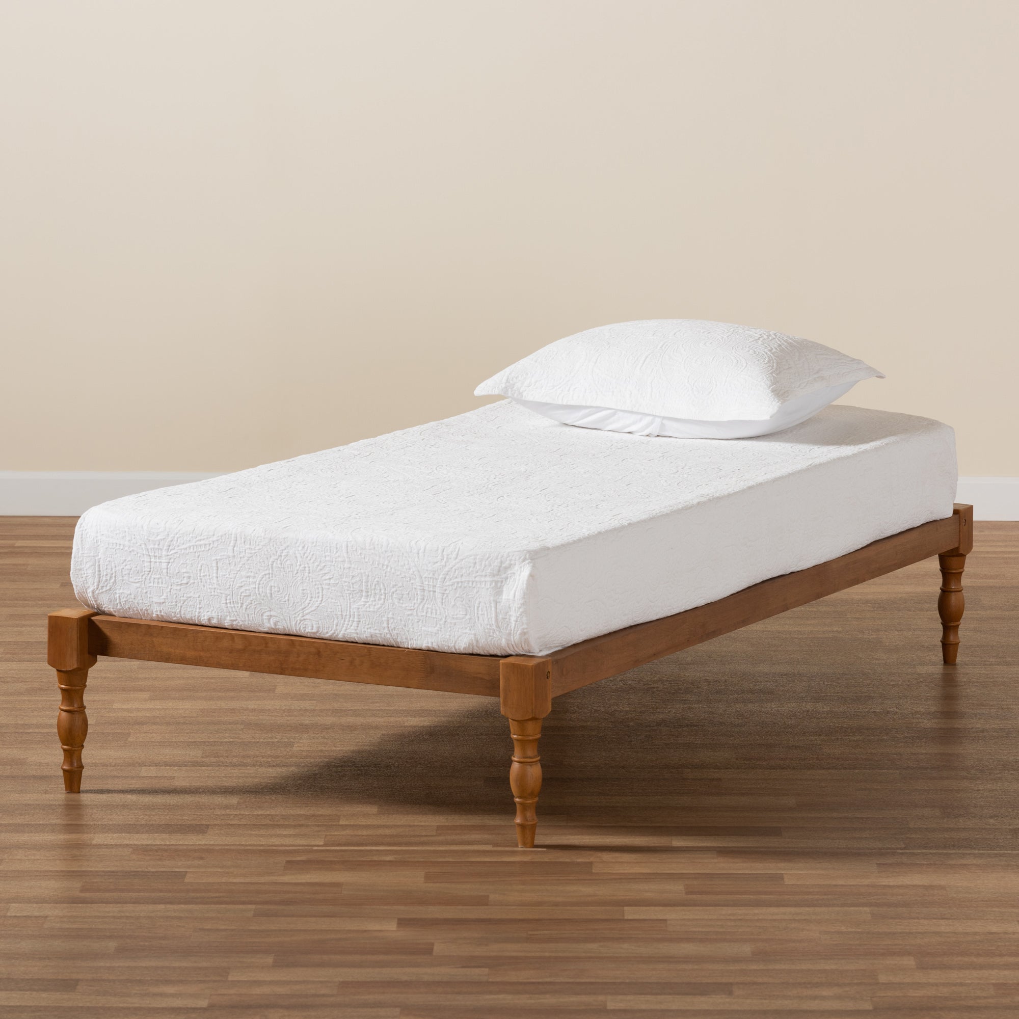Baxton Studio Iseline Modern and Contemporary Walnut Brown Finished Wood Twin Size Platform Bed Frame