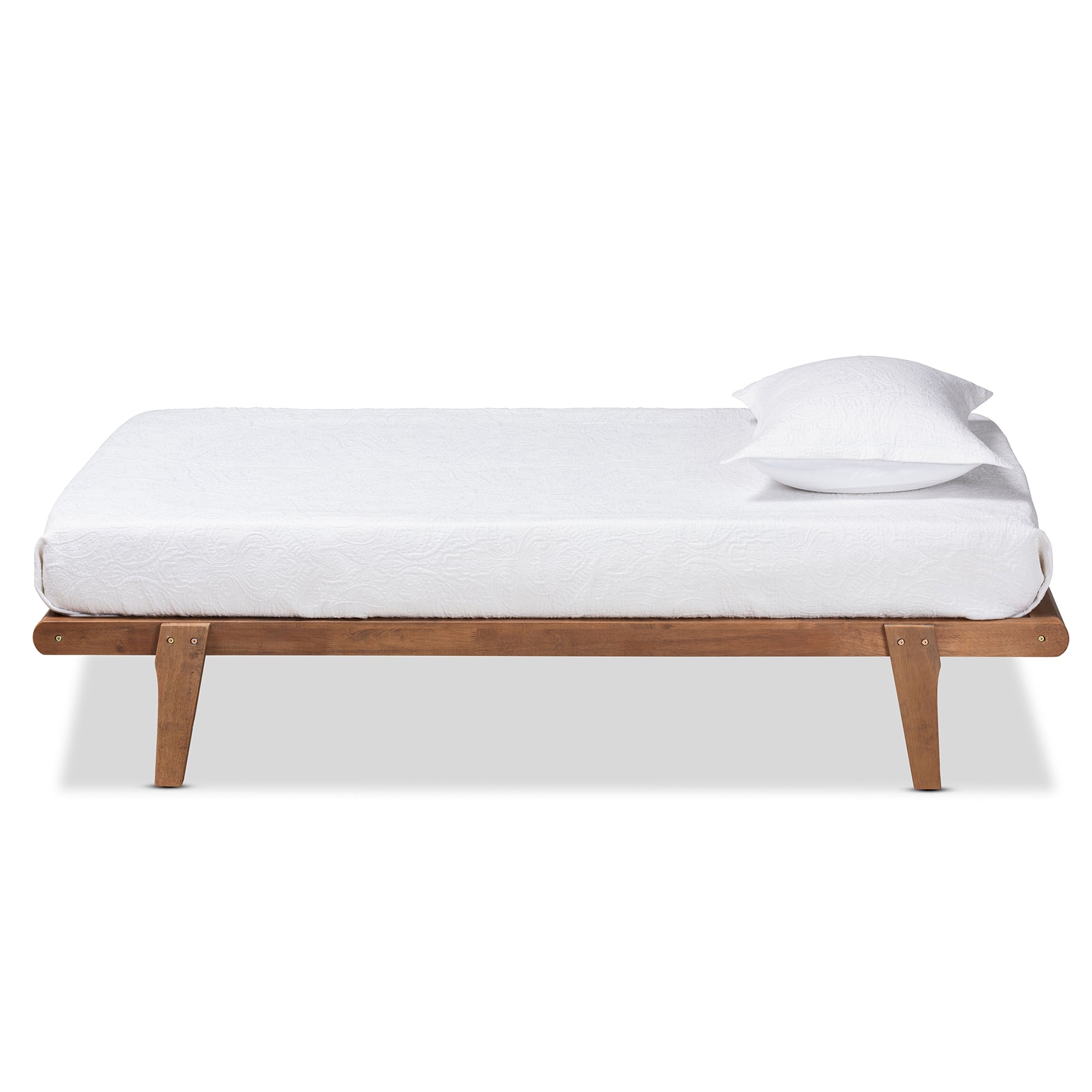 Baxton Studio Kaia Mid-Century Modern Walnut Brown Finished Wood Twin Size Platform Bed Frame