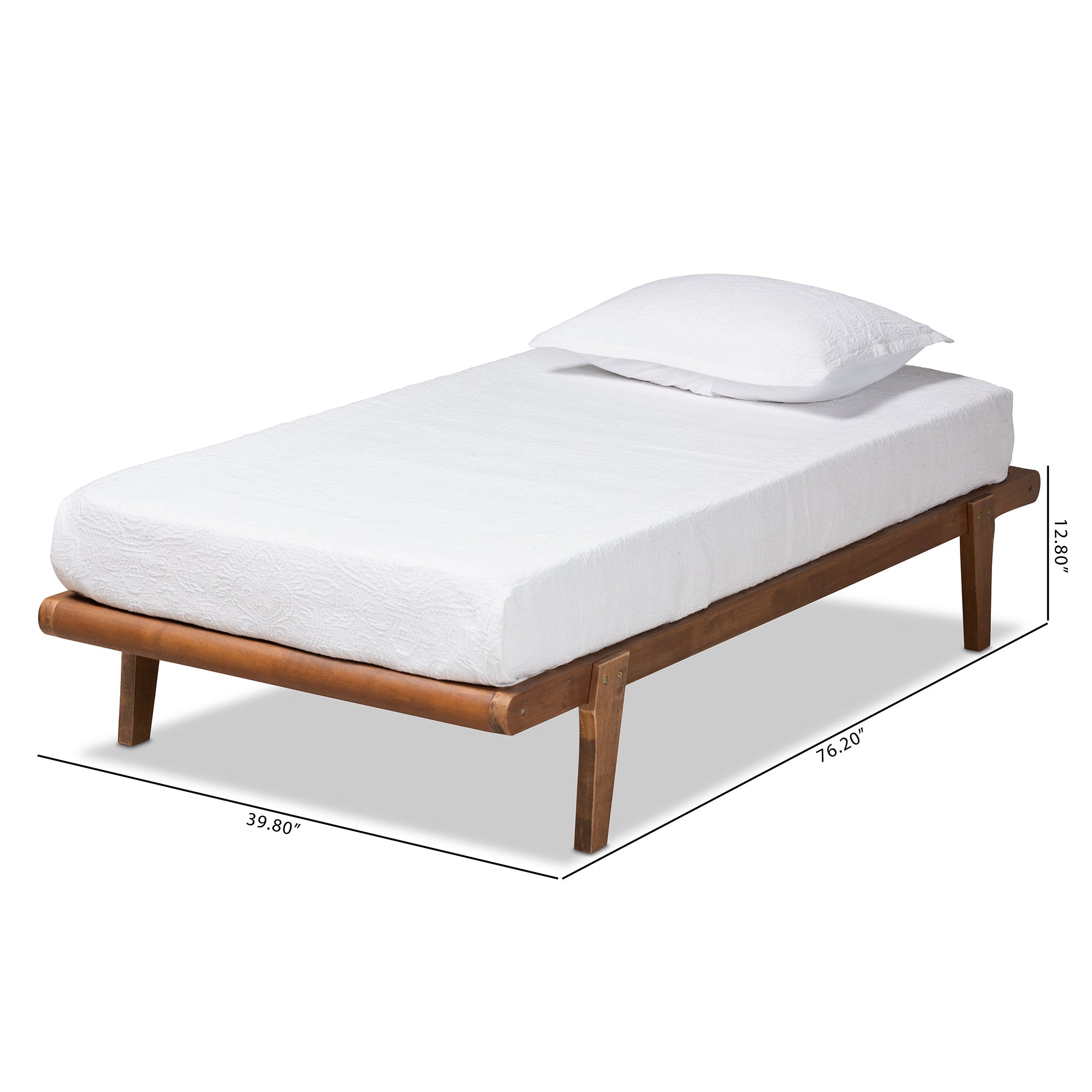 Baxton Studio Kaia Mid-Century Modern Walnut Brown Finished Wood Twin Size Platform Bed Frame