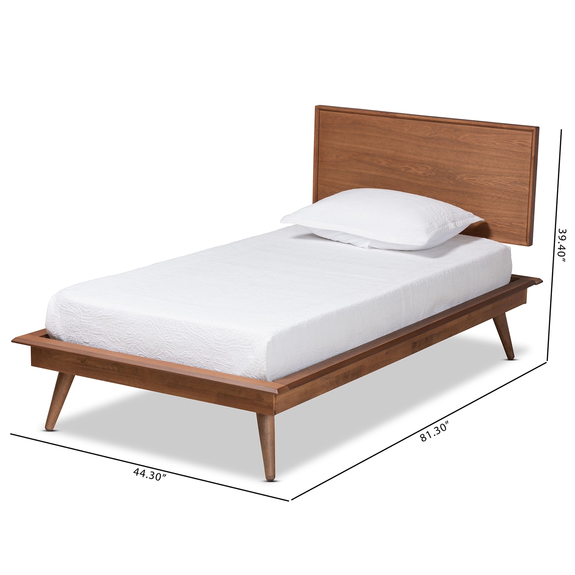 Baxton Studio Karine Mid-Century Modern Walnut Brown Finished Wood Twin Size Platform Bed