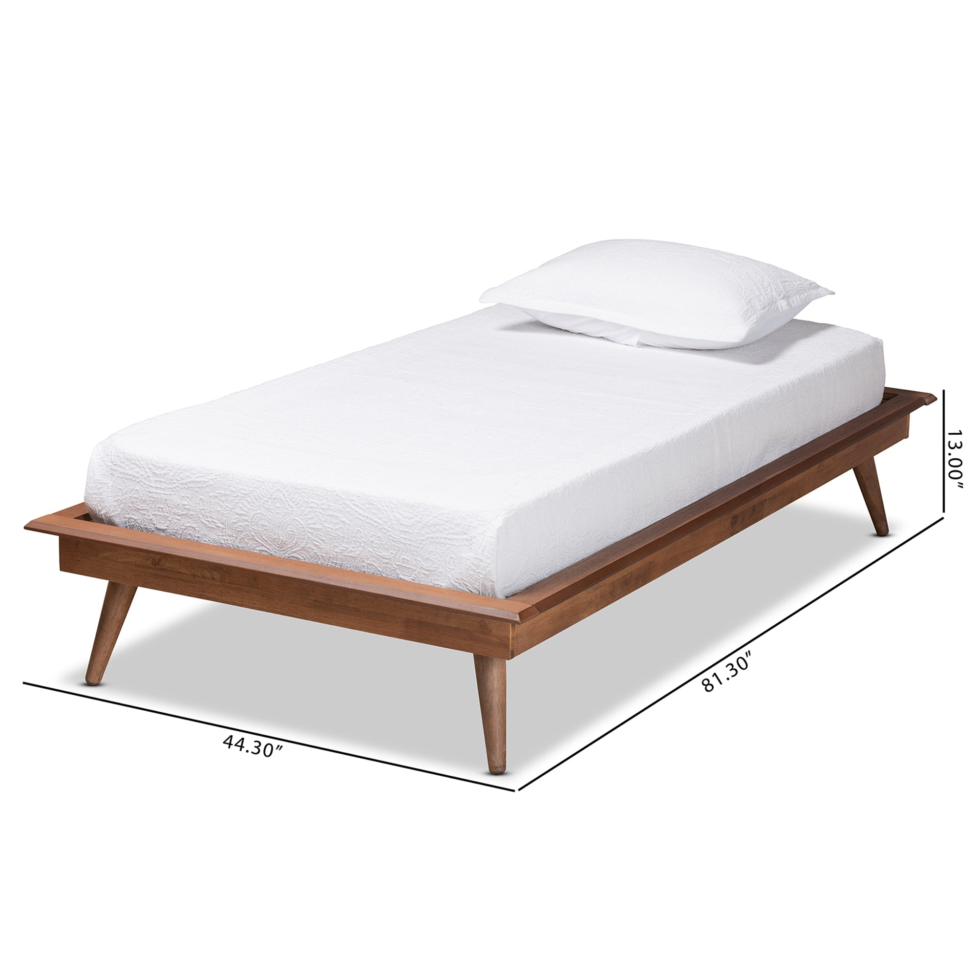 Baxton Studio Karine Mid-Century Modern Walnut Brown Finished Wood Twin Size Platform Bed Frame