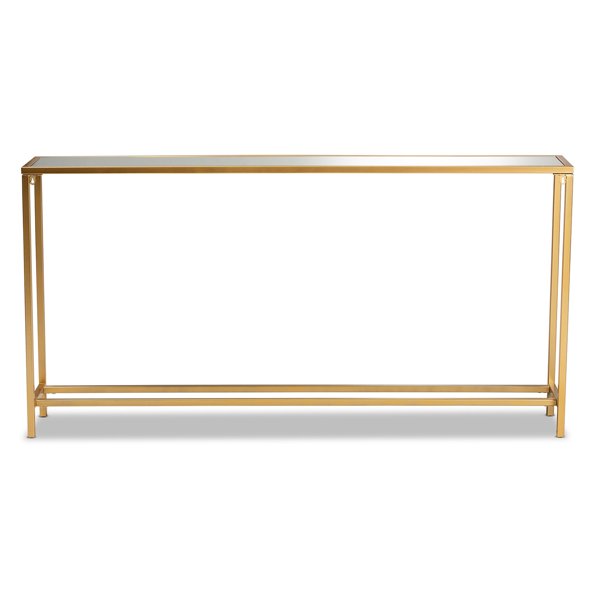 Baxton Studio Alessa Modern and Contemporary Glam Gold Finished Metal and Mirrored Glass Console Table