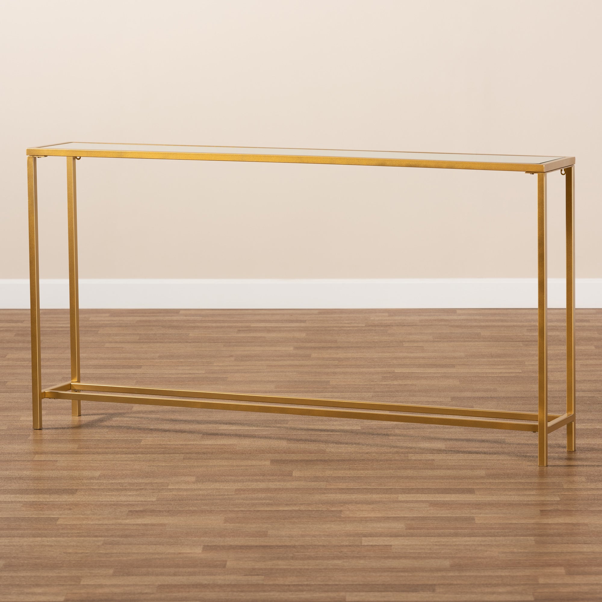Baxton Studio Alessa Modern and Contemporary Glam Gold Finished Metal and Mirrored Glass Console Table