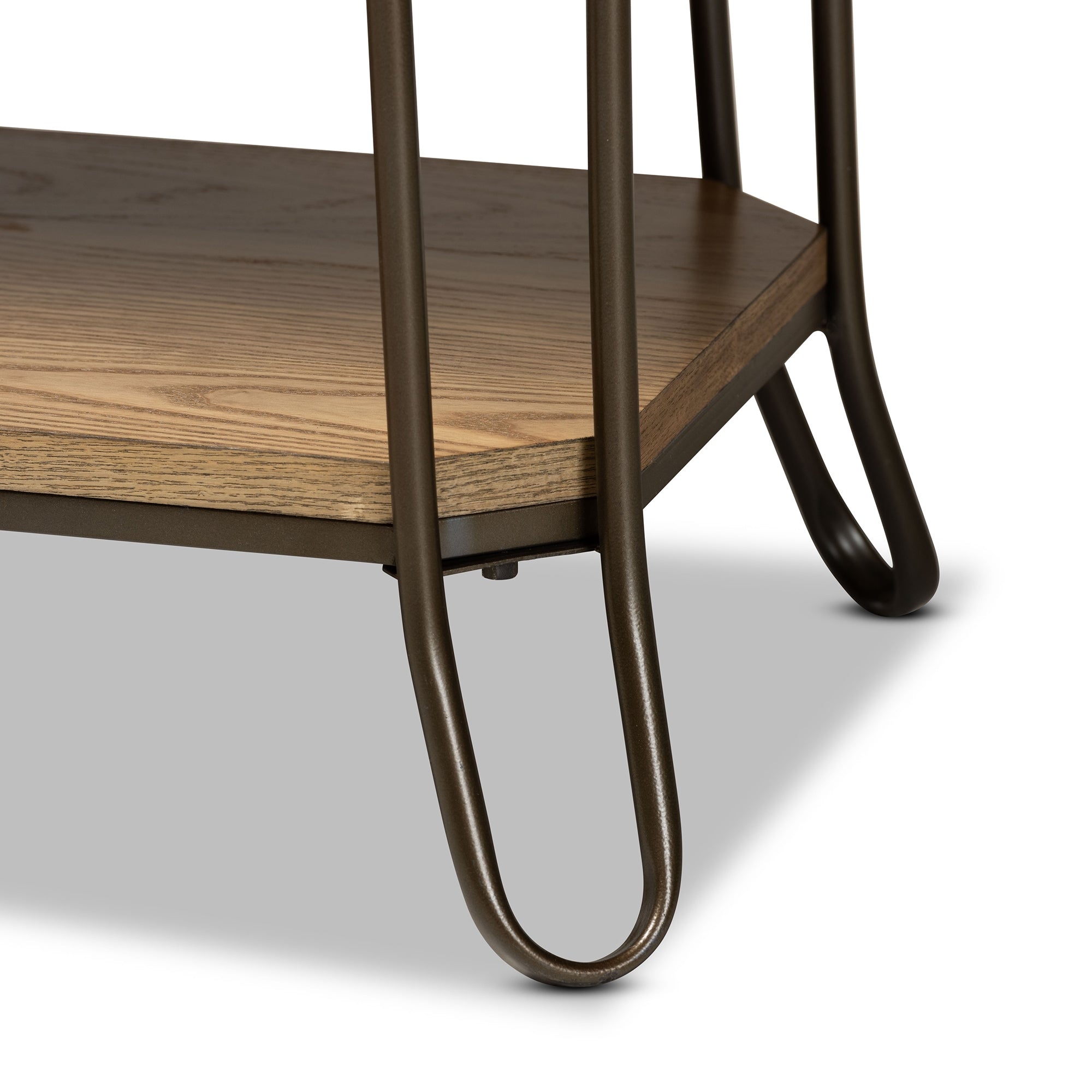Baxton Studio Kellyn Vintage Rustic Industrial Oak Brown Finished Wood and Black Finished Metal 3-Drawer Console Table