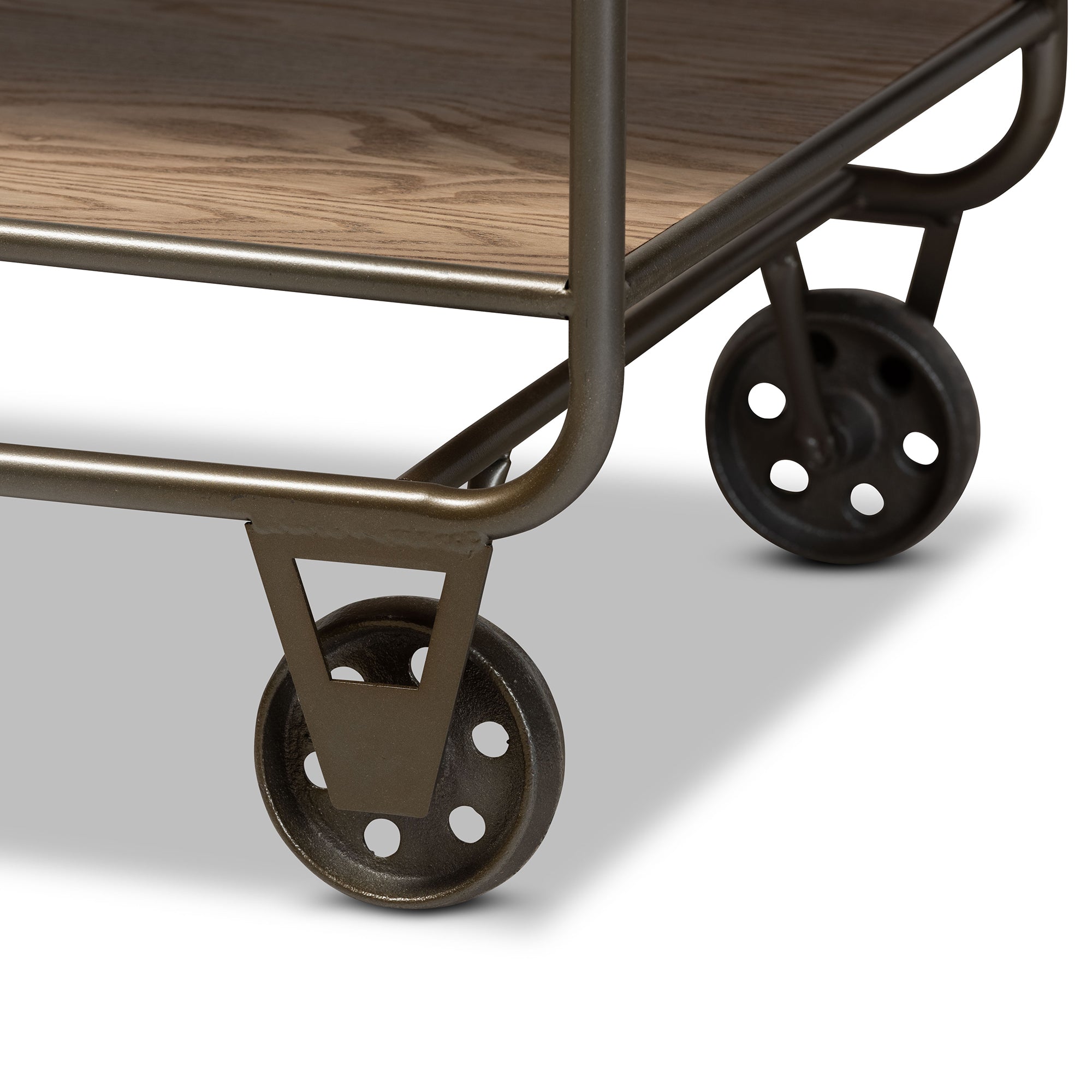 Baxton Studio Grant Vintage Rustic Industrial Oak Brown Finished Wood and Black Finished Metal 2-Drawer Kitchen Cart