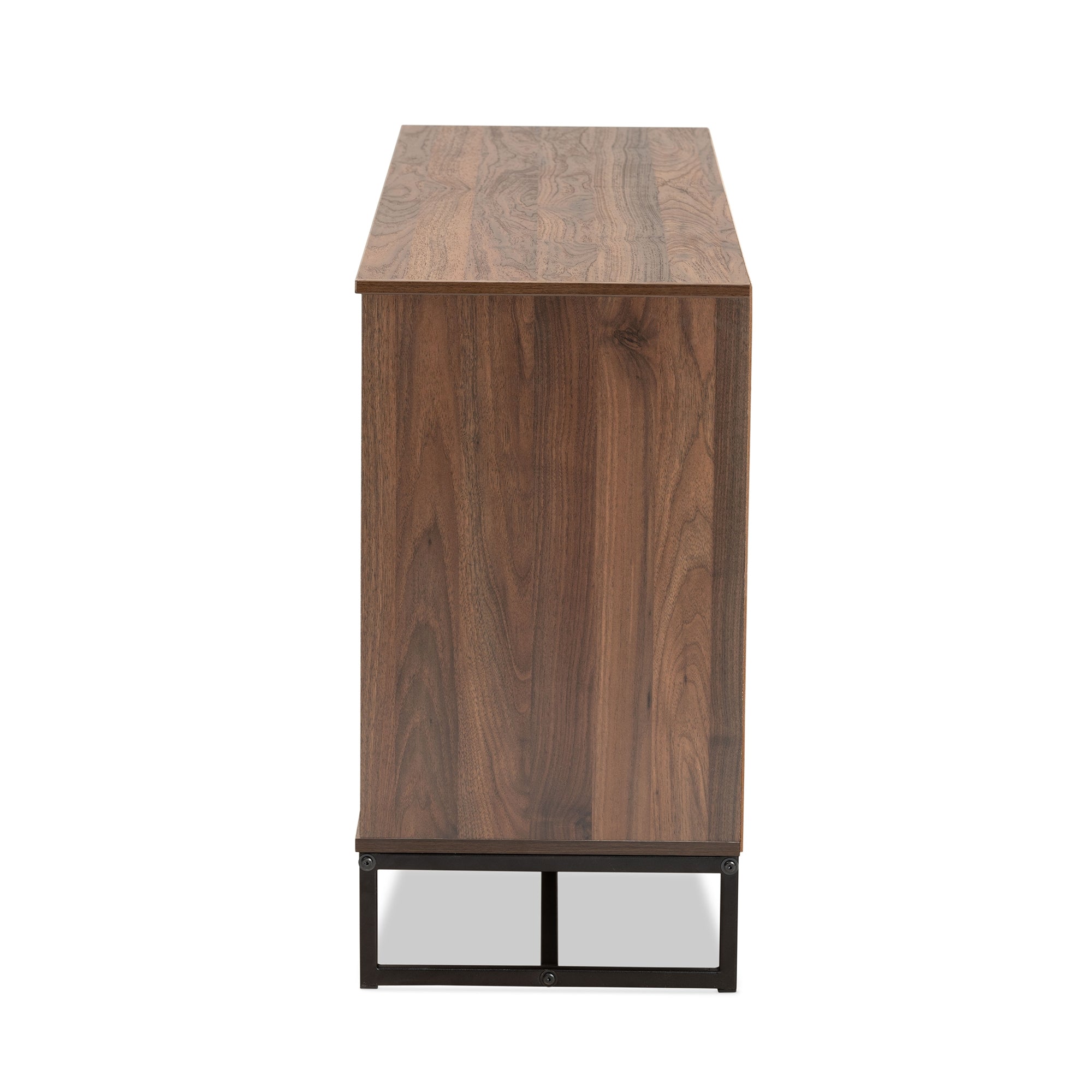 Baxton Studio Neil Modern and Contemporary Walnut Brown Finished Wood and Black Finished Metal 3-Door Dining Room Sideboard Buffet