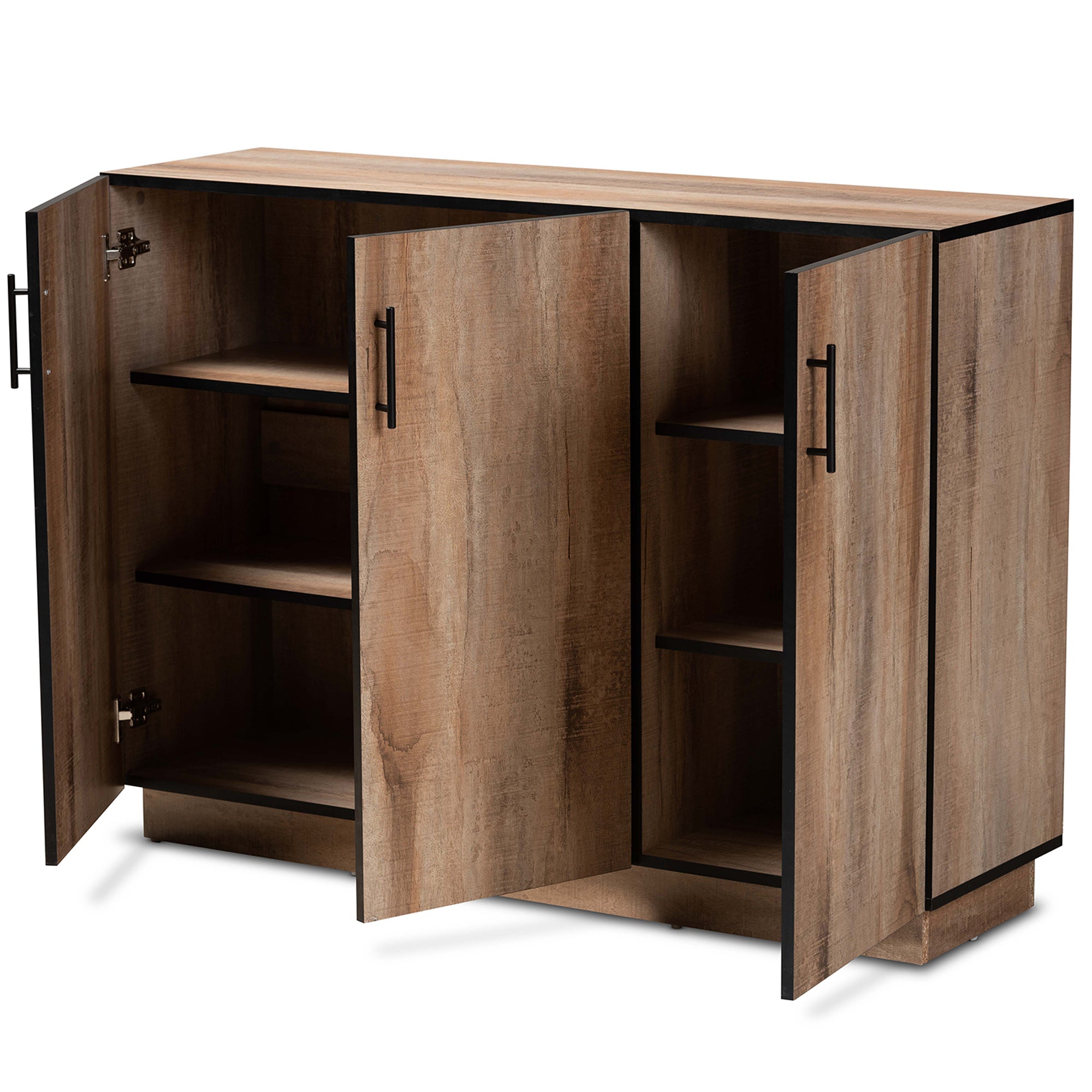 Baxton Studio Patton Modern and Contemporary Natural Oak Finished Wood 3-Door Dining Room Sideboard Buffet