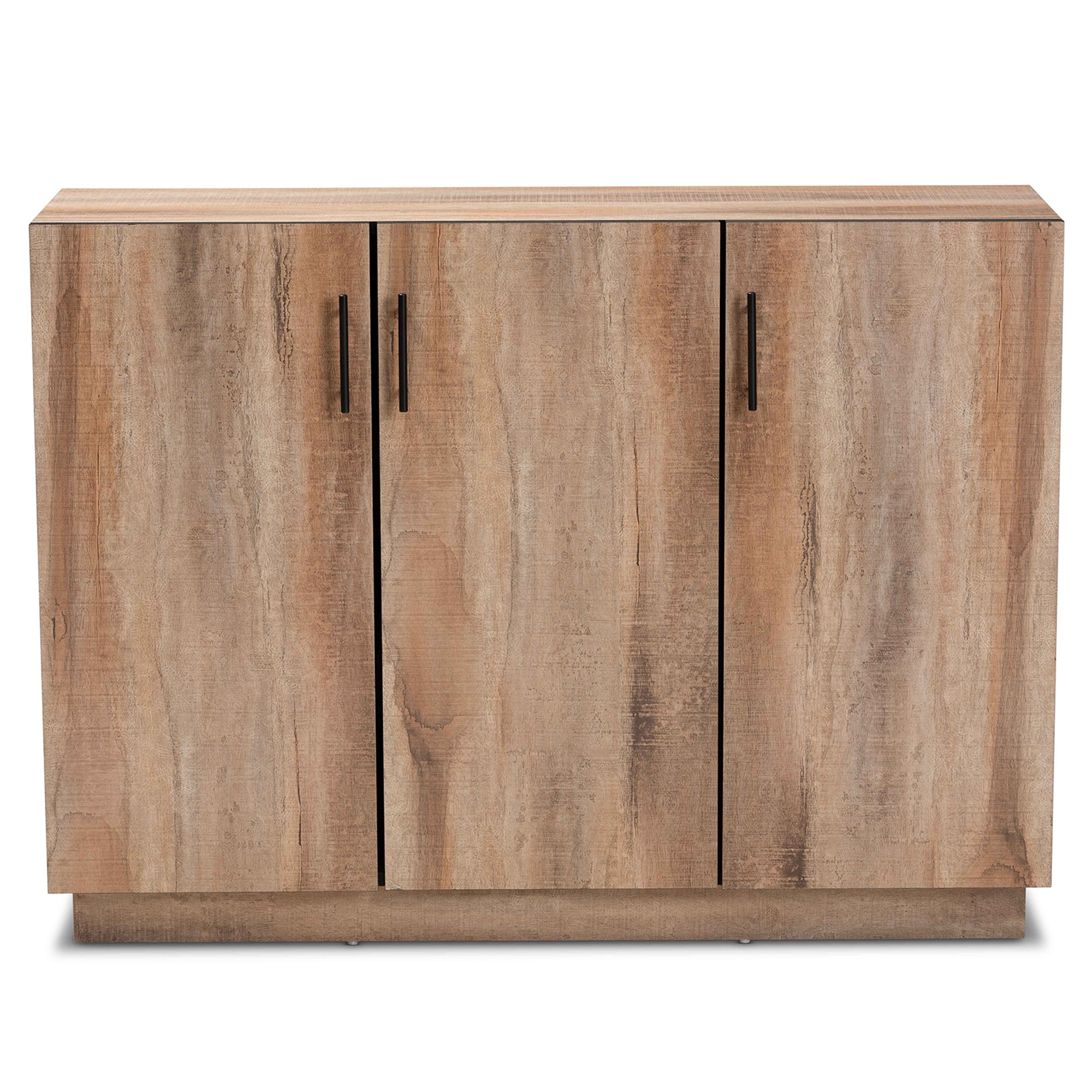 Baxton Studio Patton Modern and Contemporary Natural Oak Finished Wood 3-Door Dining Room Sideboard Buffet