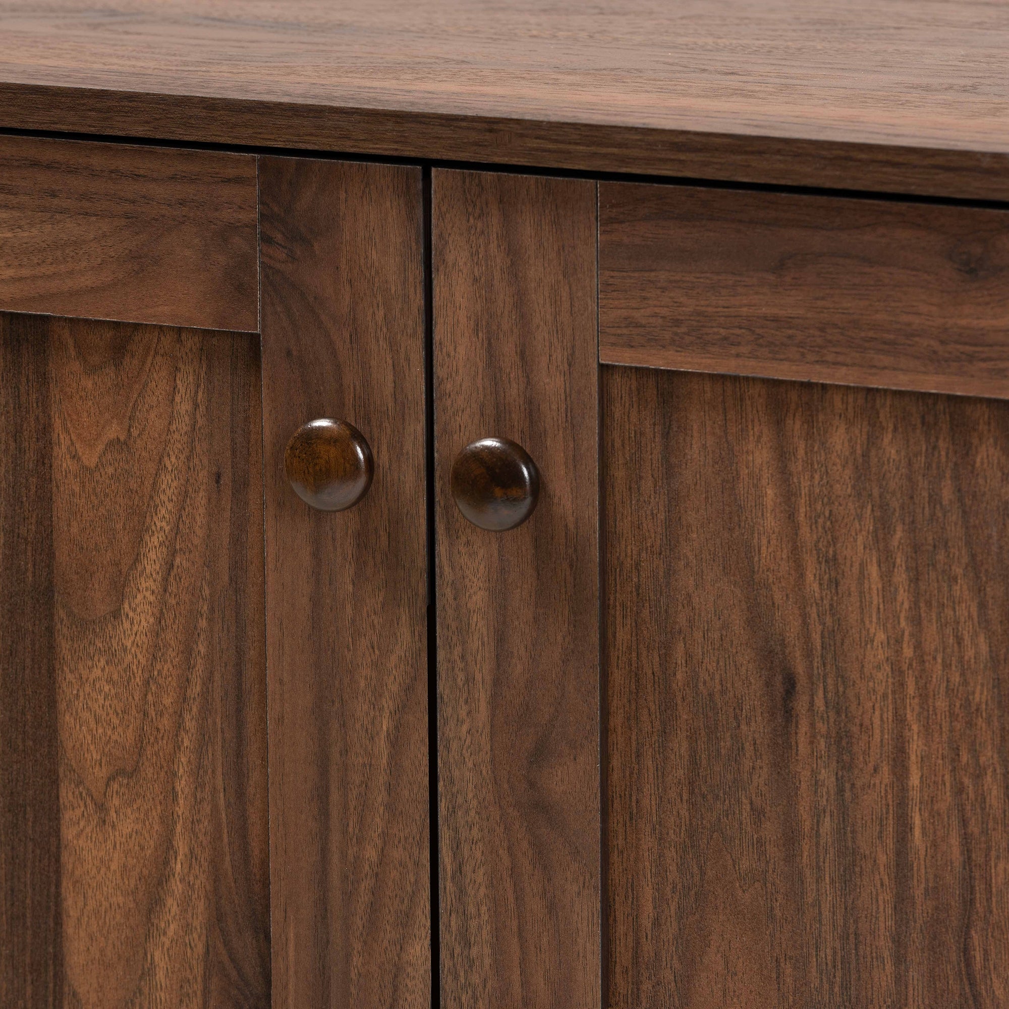 Baxton Studio Nissa Modern and Contemporary Walnut Brown Finished Wood 2-Door Shoe Storage Cabinet