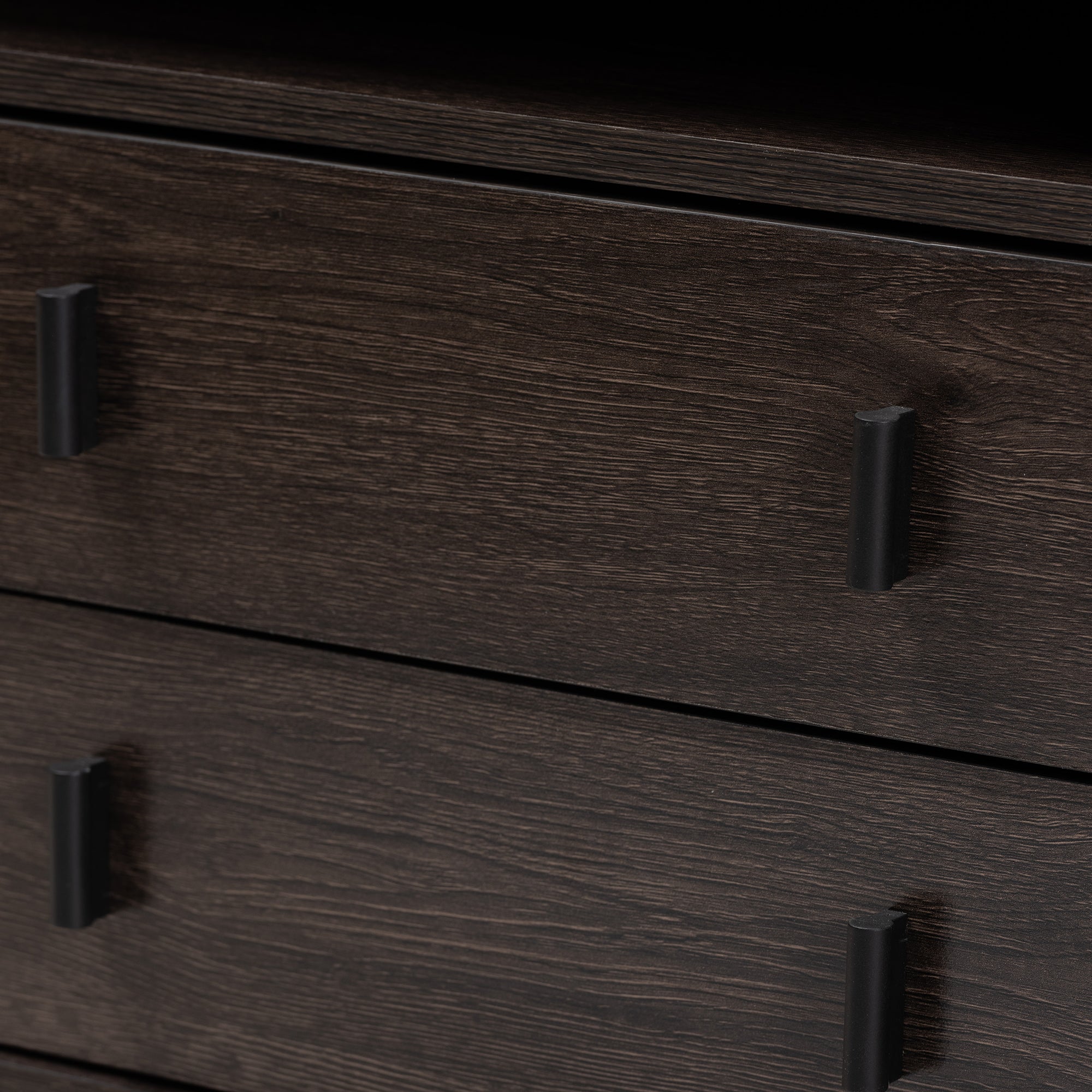 Baxton Studio Glover Modern and Contemporary Dark Brown Finished Wood and Black Metal 2-Drawer Nightstand