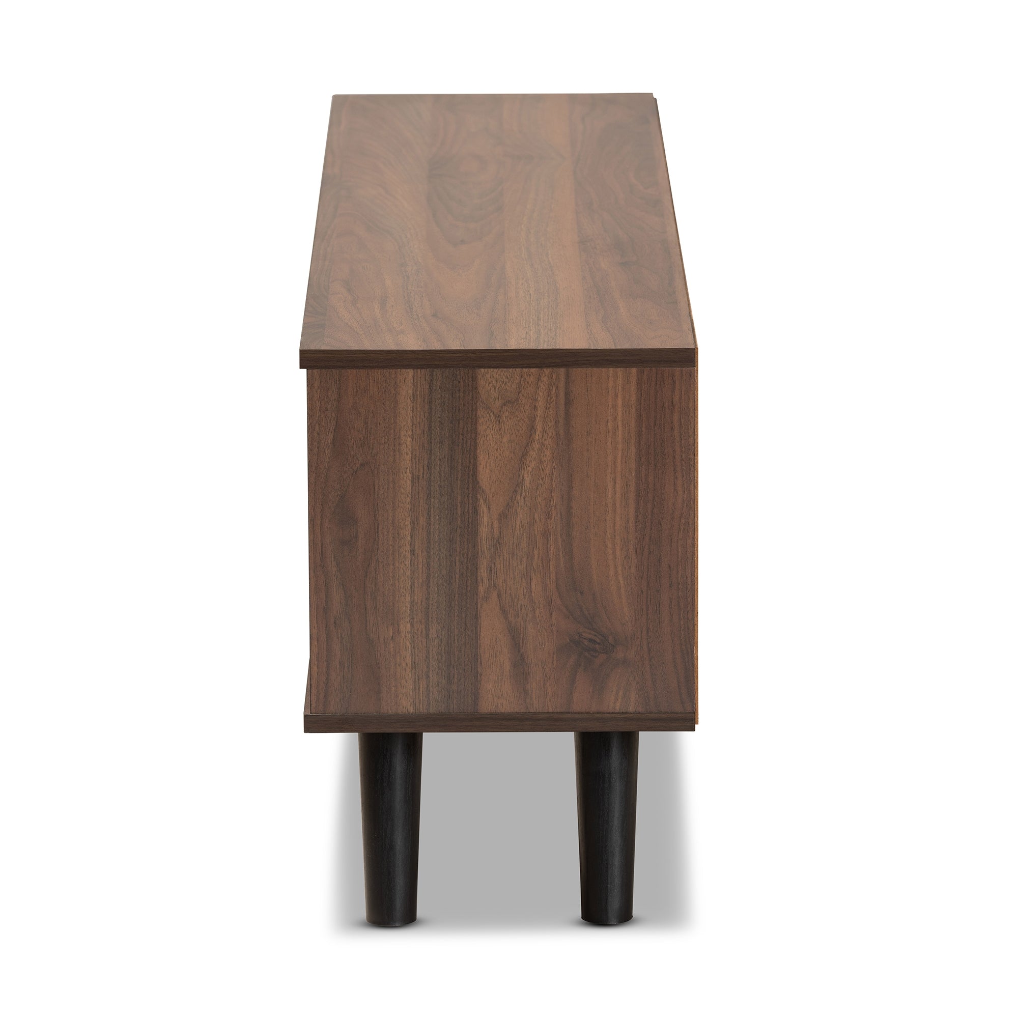 Baxton Studio Mallory Modern and Contemporary Two-Tone Walnut Brown and Grey Finished Wood TV Stand