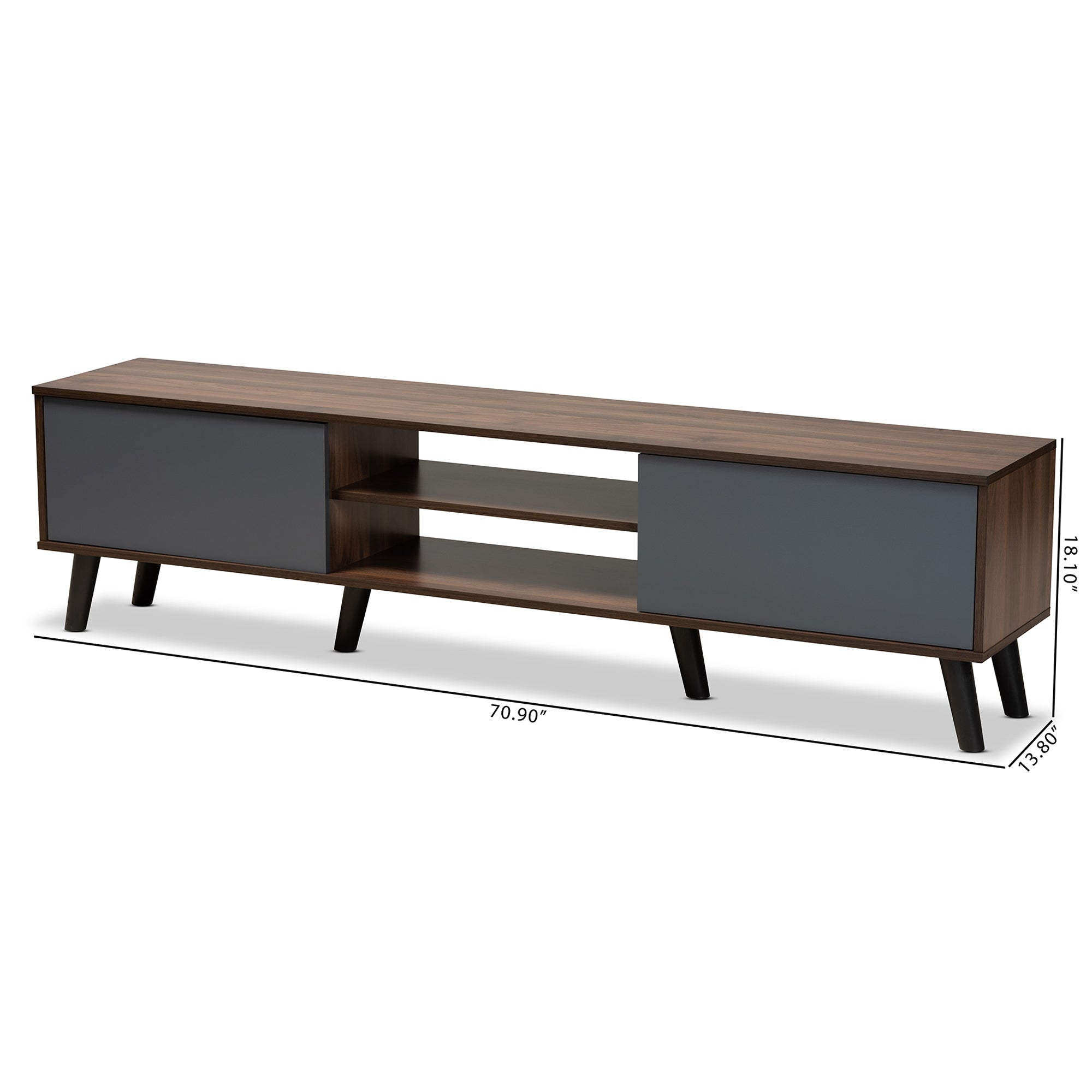 Baxton Studio Clapton Modern and Contemporary Multi-Tone Grey and Walnut Brown Finished Wood TV Stand