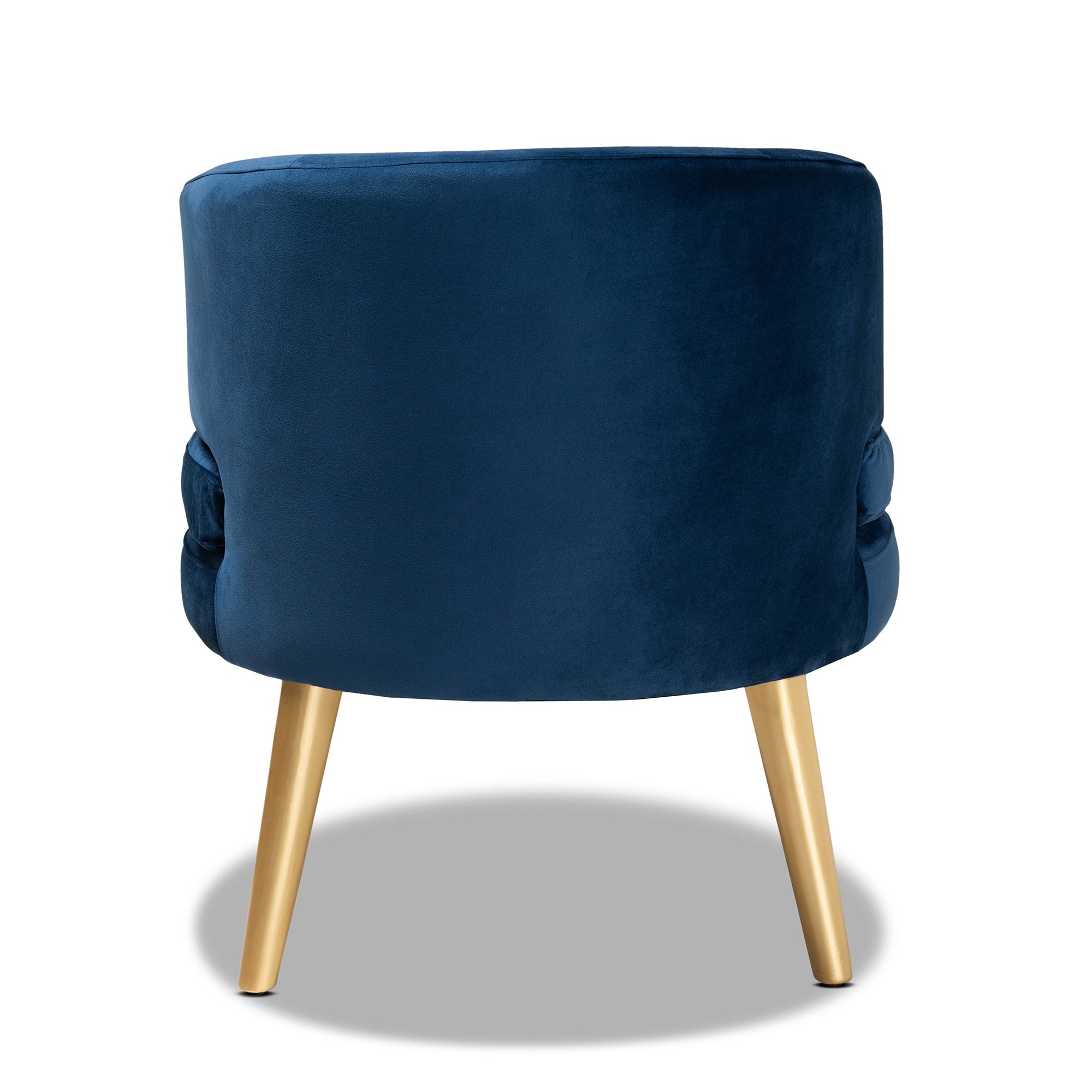Baxton Studio Baptiste Glam and Luxe Navy Blue Velvet Fabric Upholstered and Gold Finished Wood Accent Chair