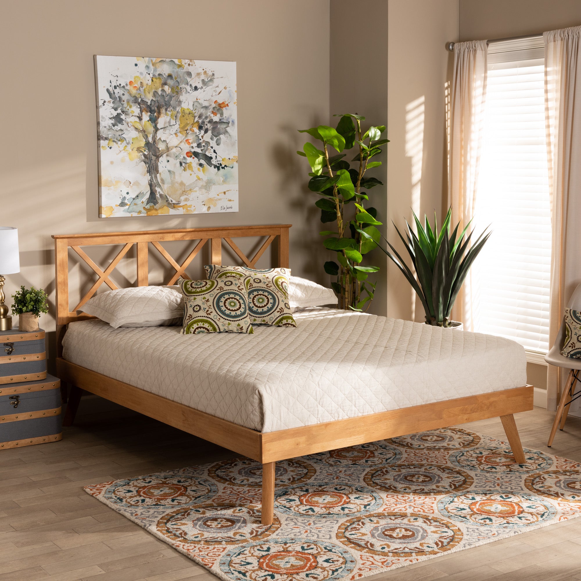 Baxton Studio Galvin Modern and Contemporary Brown Finished Wood Queen Size Platform Bed