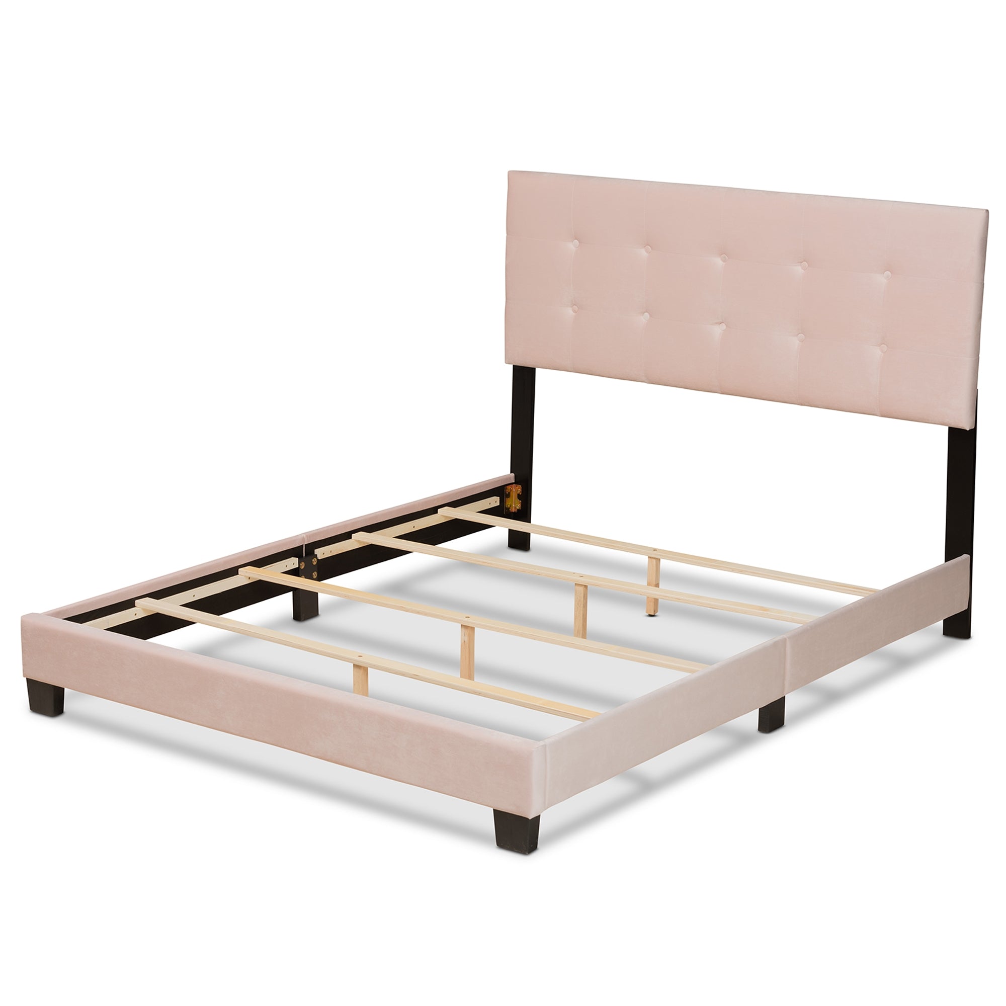 Baxton Studio Caprice Modern and Contemporary Glam Light Pink Velvet Fabric Upholstered Queen Size Panel Bed