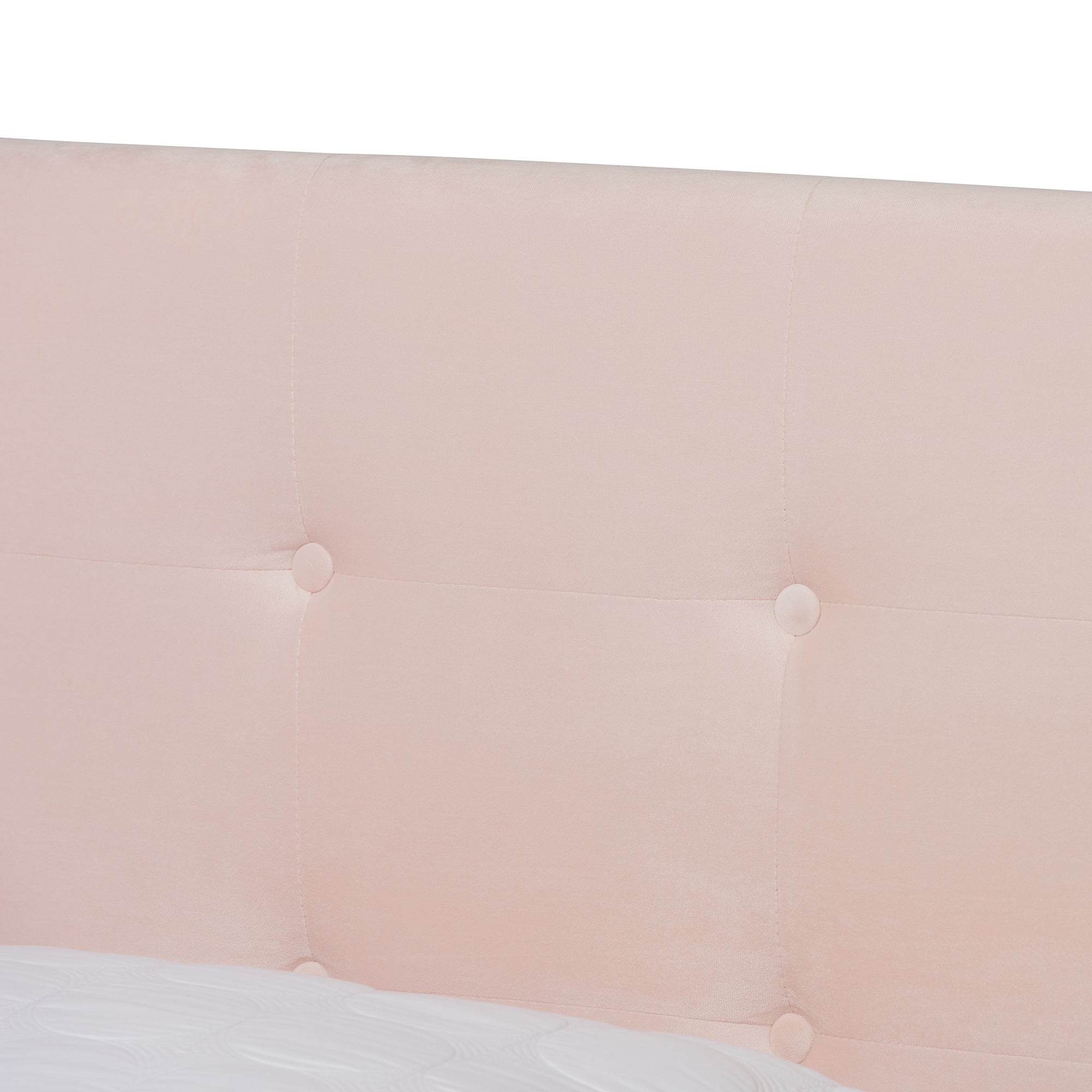 Baxton Studio Caprice Modern and Contemporary Glam Light Pink Velvet Fabric Upholstered Queen Size Panel Bed