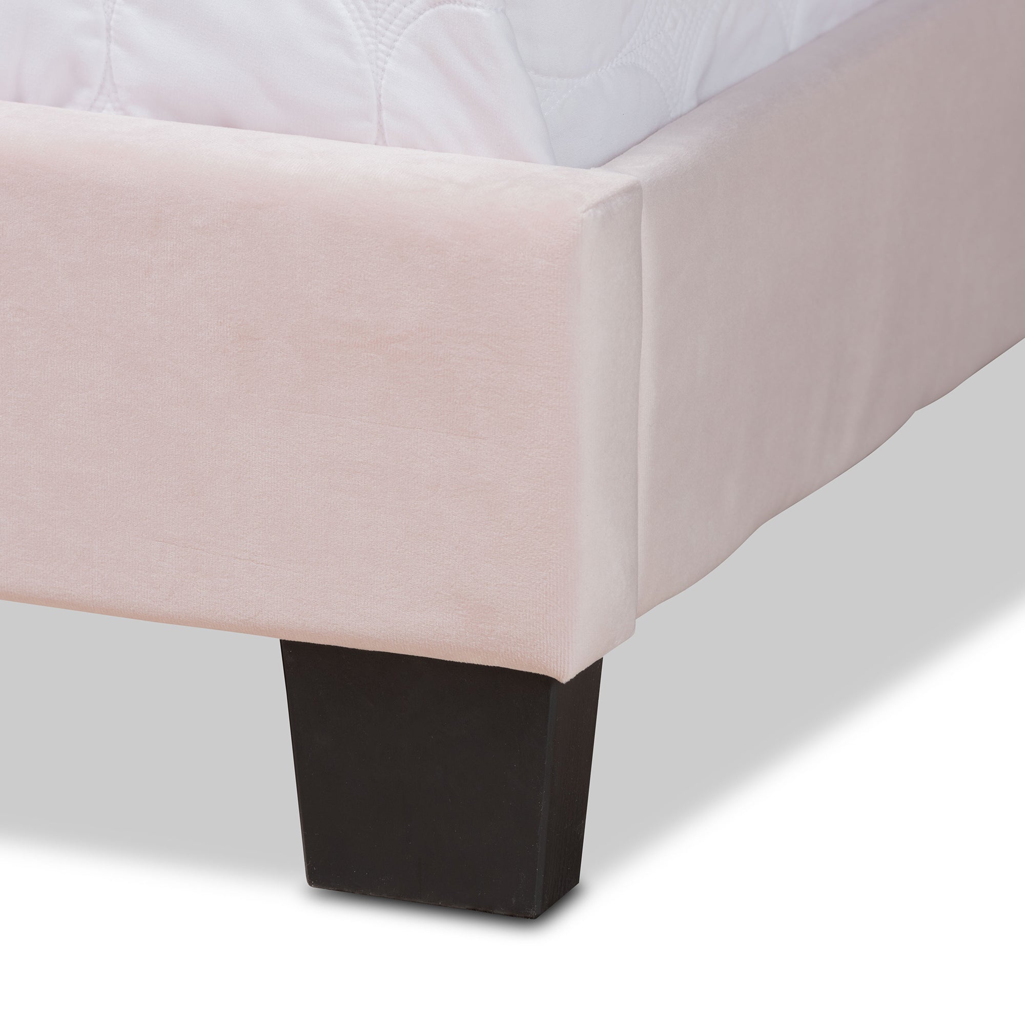 Baxton Studio Benjen Modern and Contemporary Glam Light Pink Velvet Fabric Upholstered Full Size Panel Bed