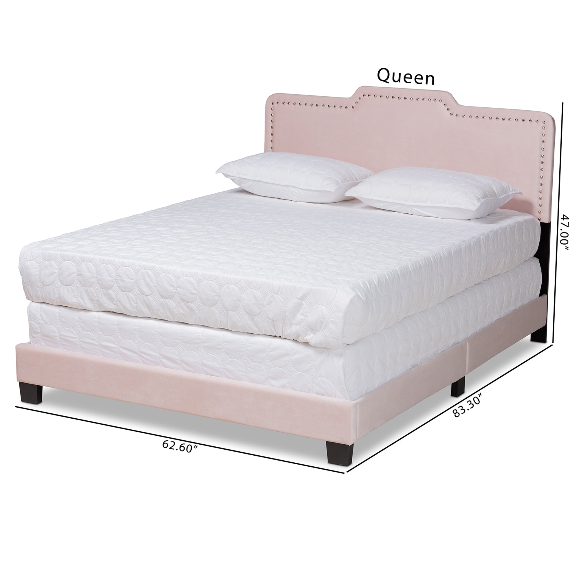 Baxton Studio Benjen Modern and Contemporary Glam Light Pink Velvet Fabric Upholstered Full Size Panel Bed