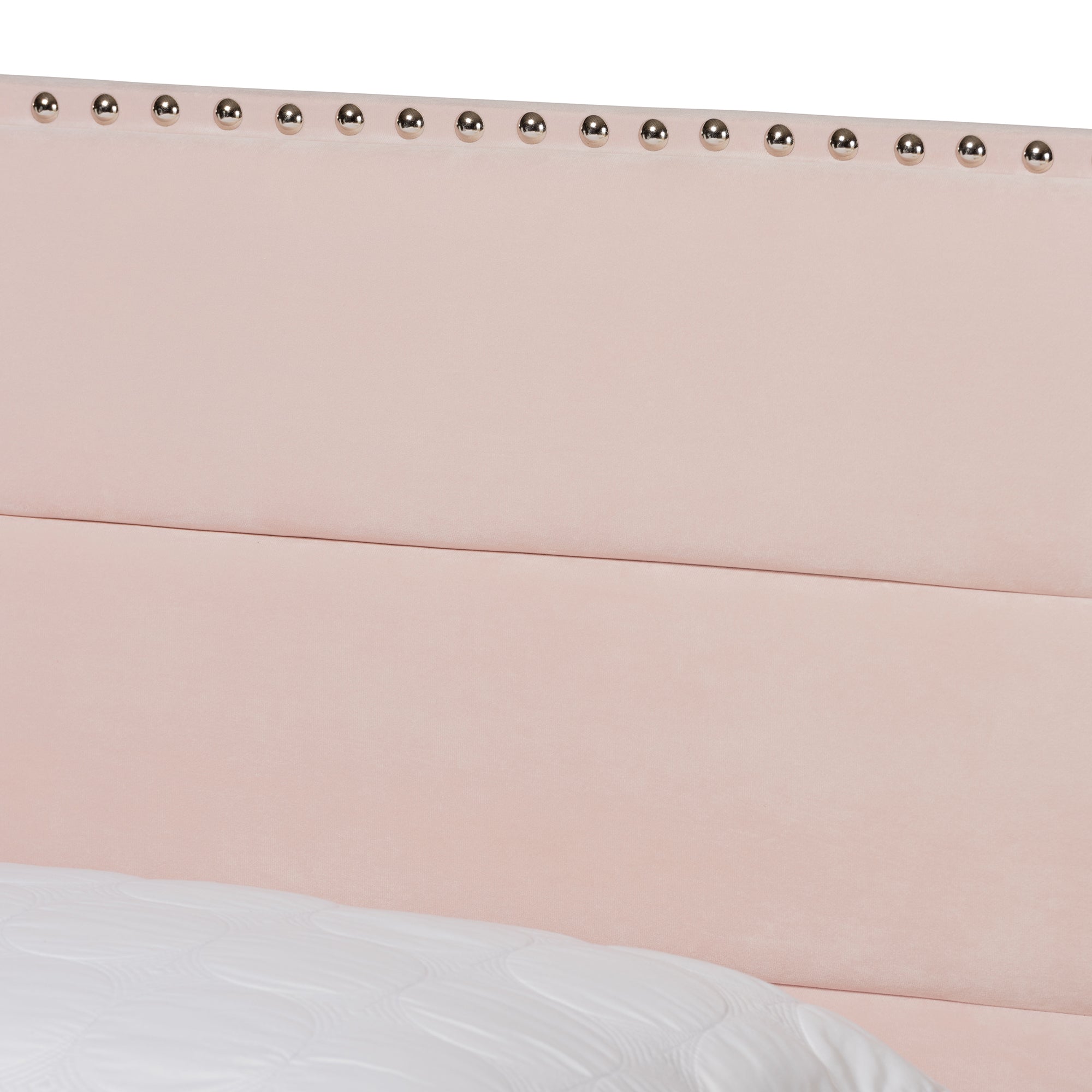 Baxton Studio Tamira Modern and Contemporary Glam Light Pink Velvet Fabric Upholstered Full Size Panel Bed