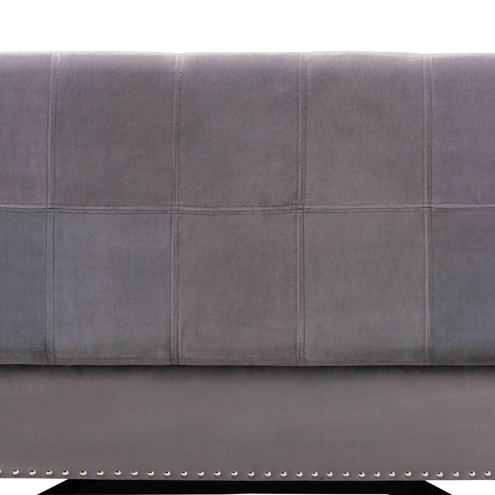 Baxton Studio Esther Modern and Contemporary Grey Velvet Fabric Upholstered and Dark Brown Finished Wood Storage Ottoman