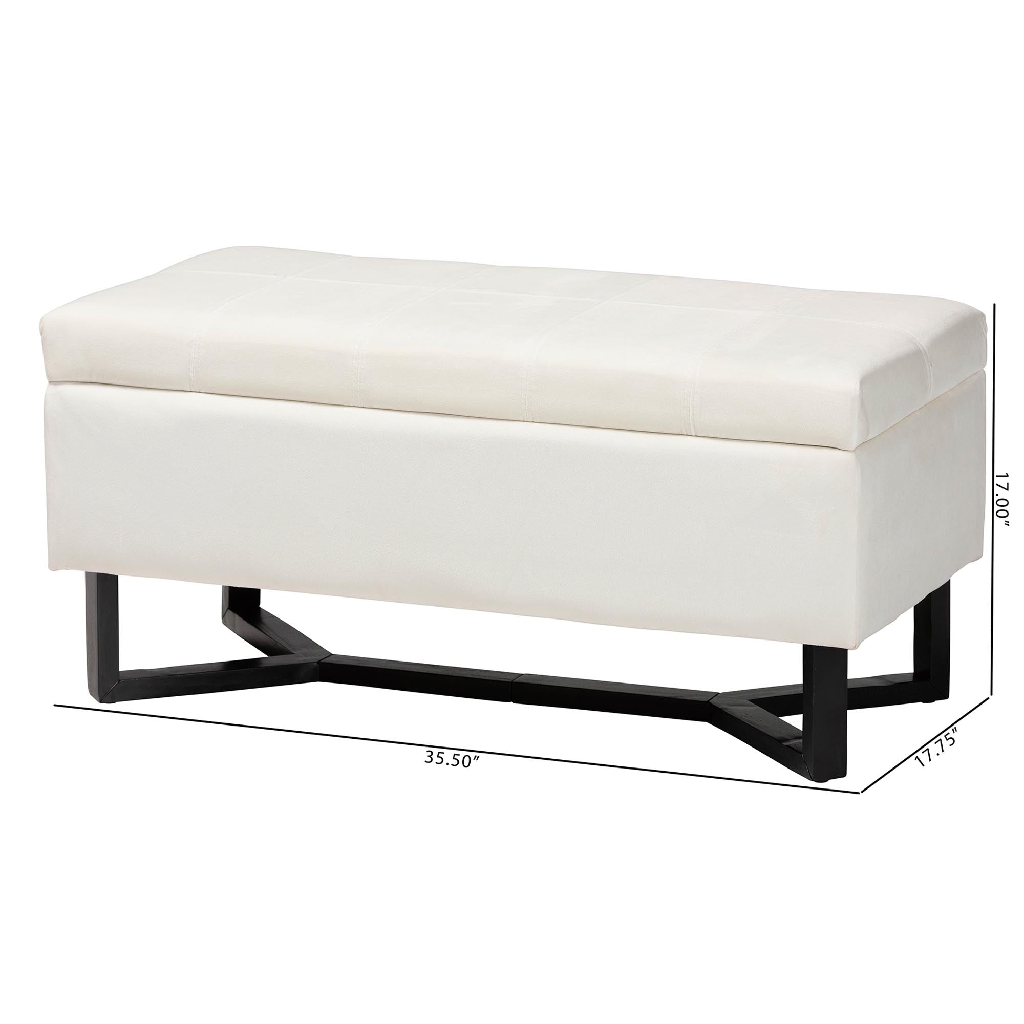 Baxton Studio Esther Modern and Contemporary Beige Velvet Fabric Upholstered and Dark Brown Finished Wood Storage Ottoman