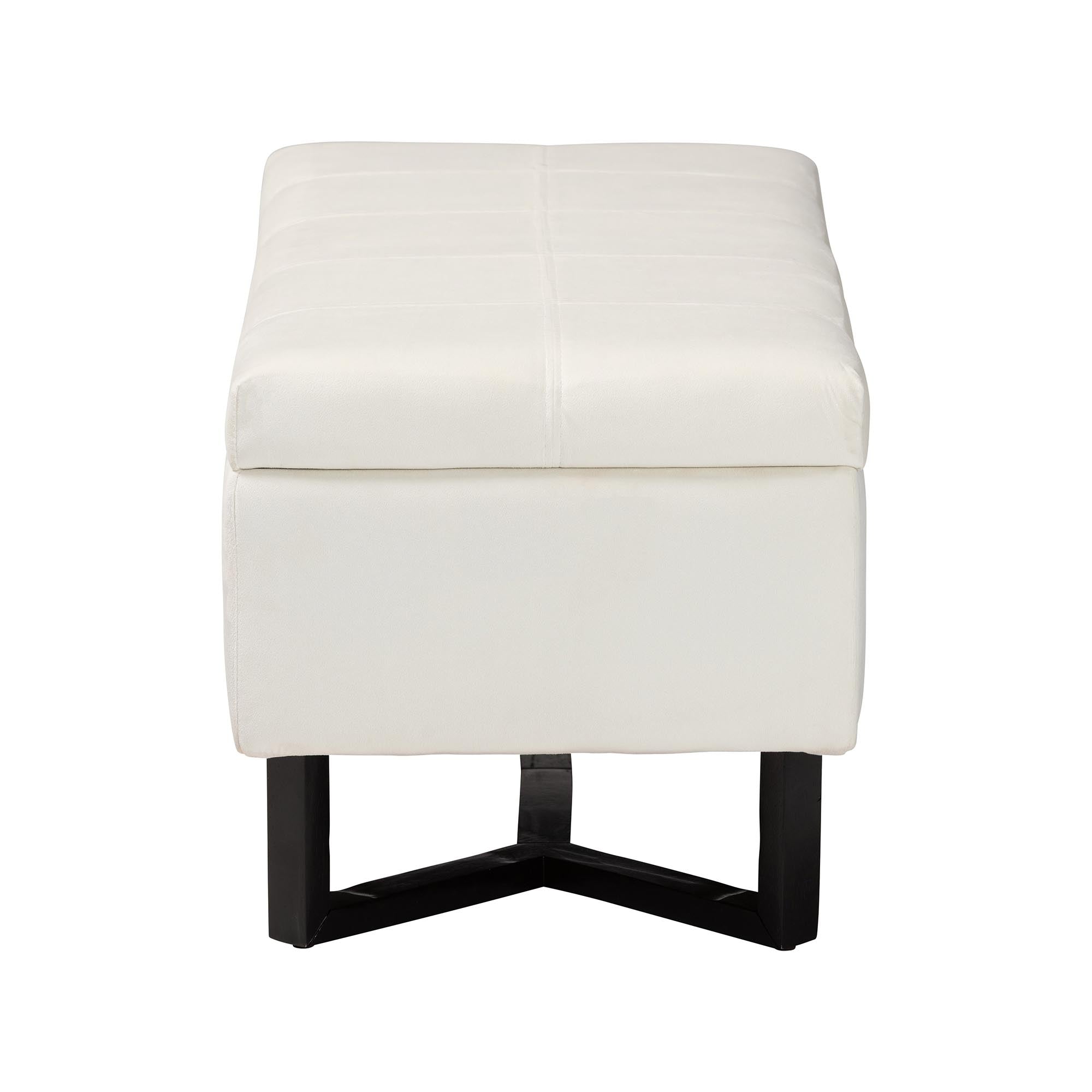 Baxton Studio Esther Modern and Contemporary Beige Velvet Fabric Upholstered and Dark Brown Finished Wood Storage Ottoman