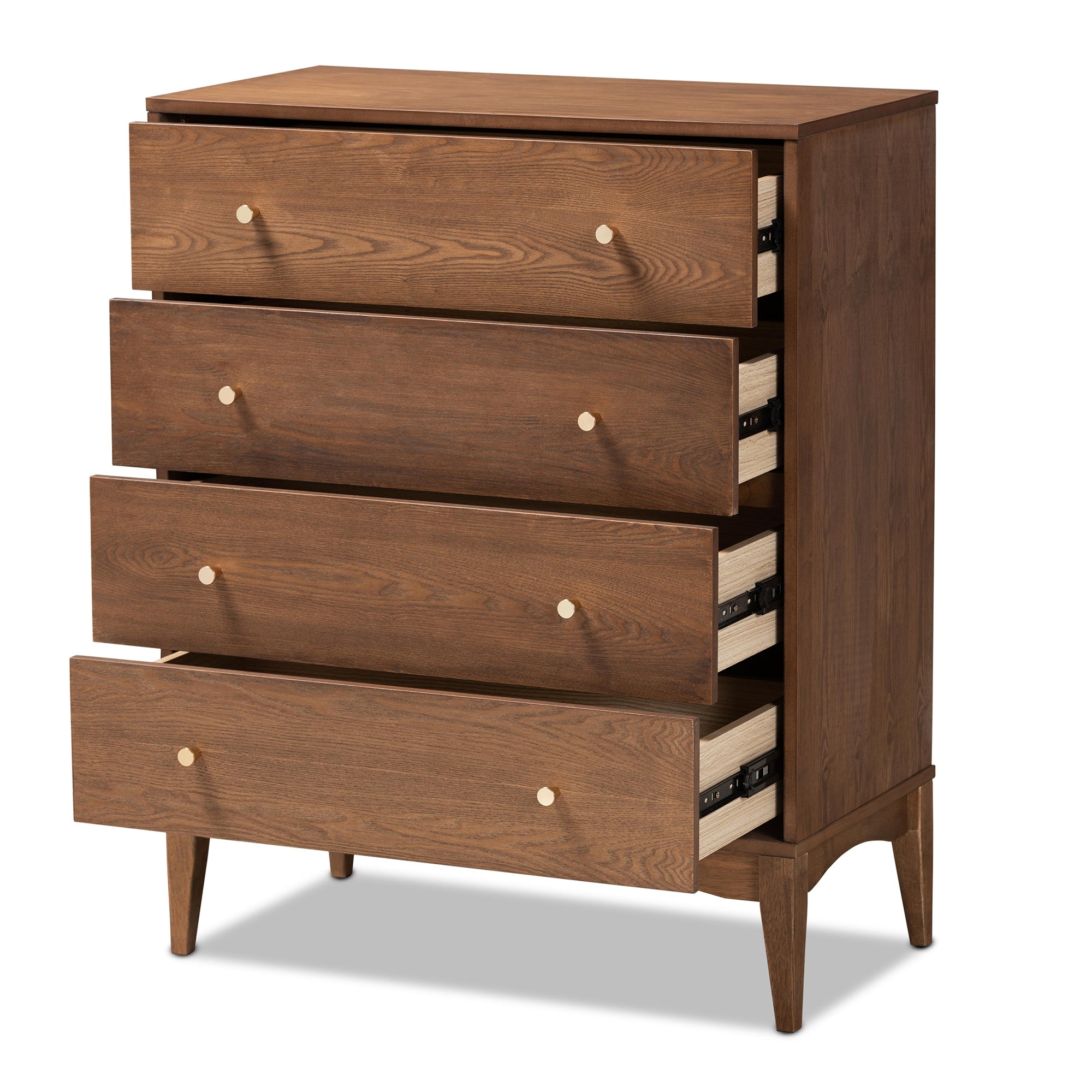 Baxton Studio Landis Mid-Century Modern Ash Walnut Finished Wood 4-Drawer Chest