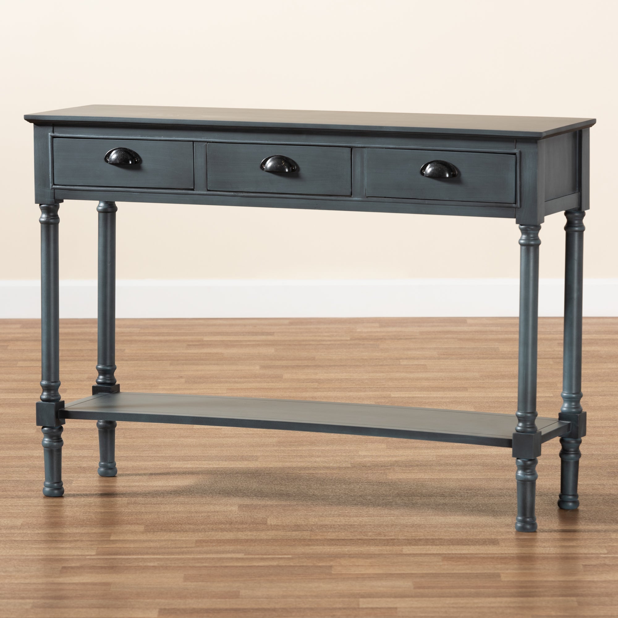 Baxton Studio Garvey French Provincial Grey Finished Wood 3-Drawer Entryway Console Table