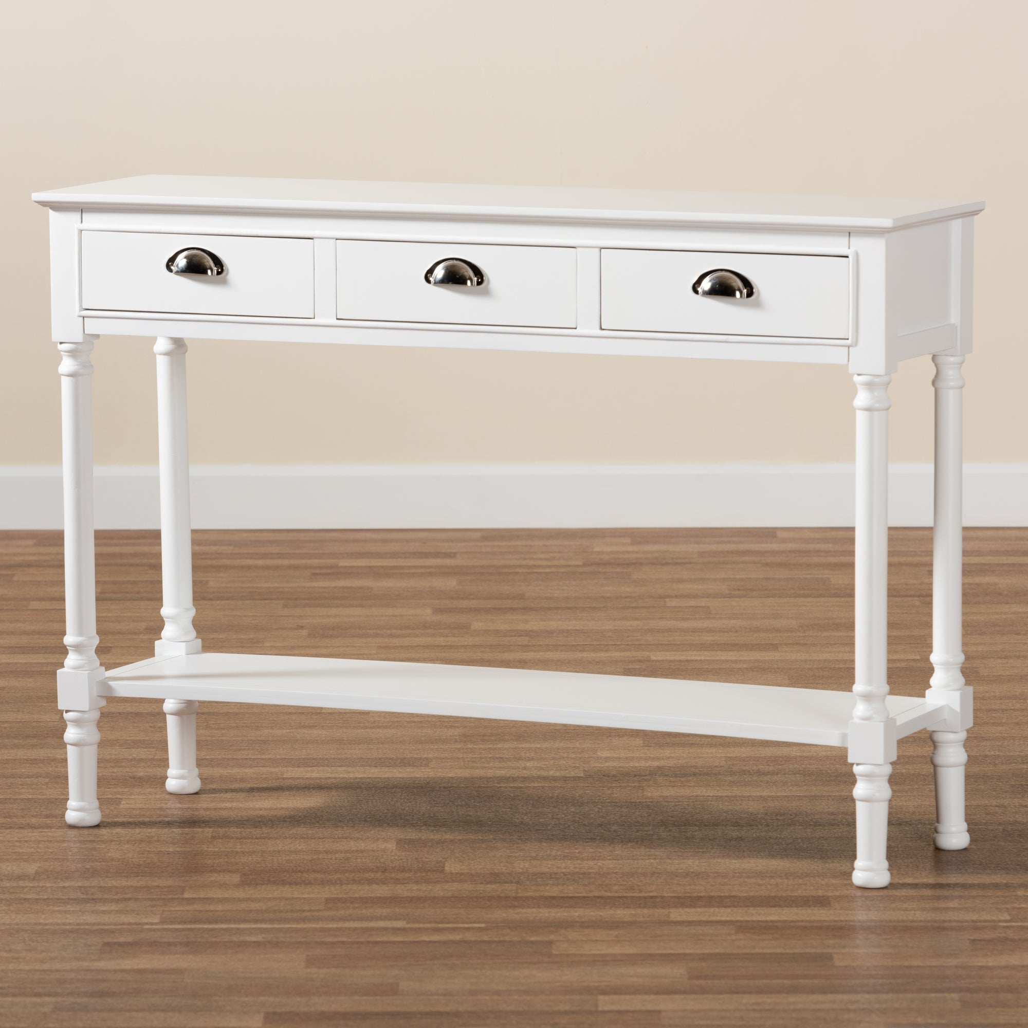Baxton Studio Garvey French Provincial White Finished Wood 3-Drawer Entryway Console Table