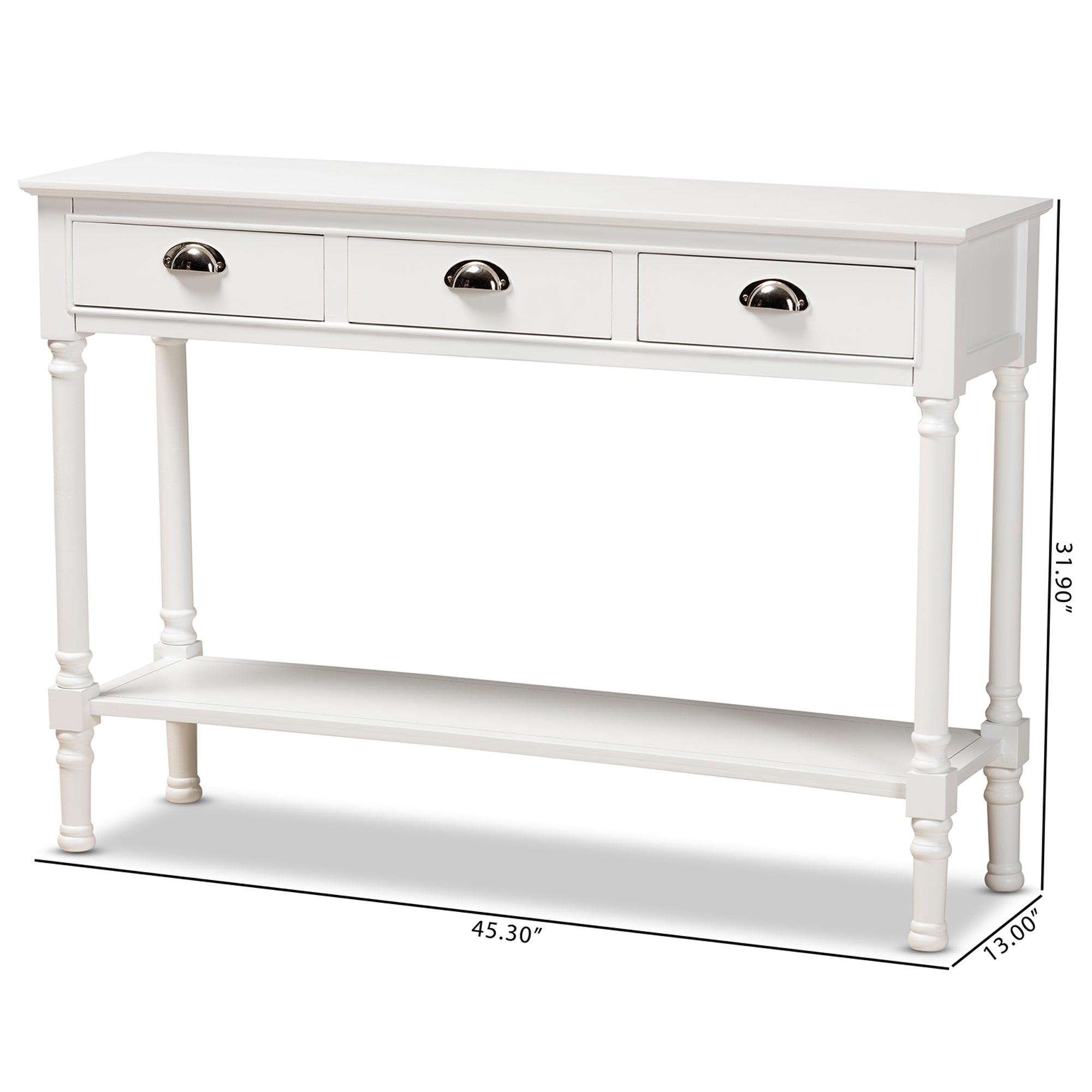 Baxton Studio Garvey French Provincial White Finished Wood 3-Drawer Entryway Console Table