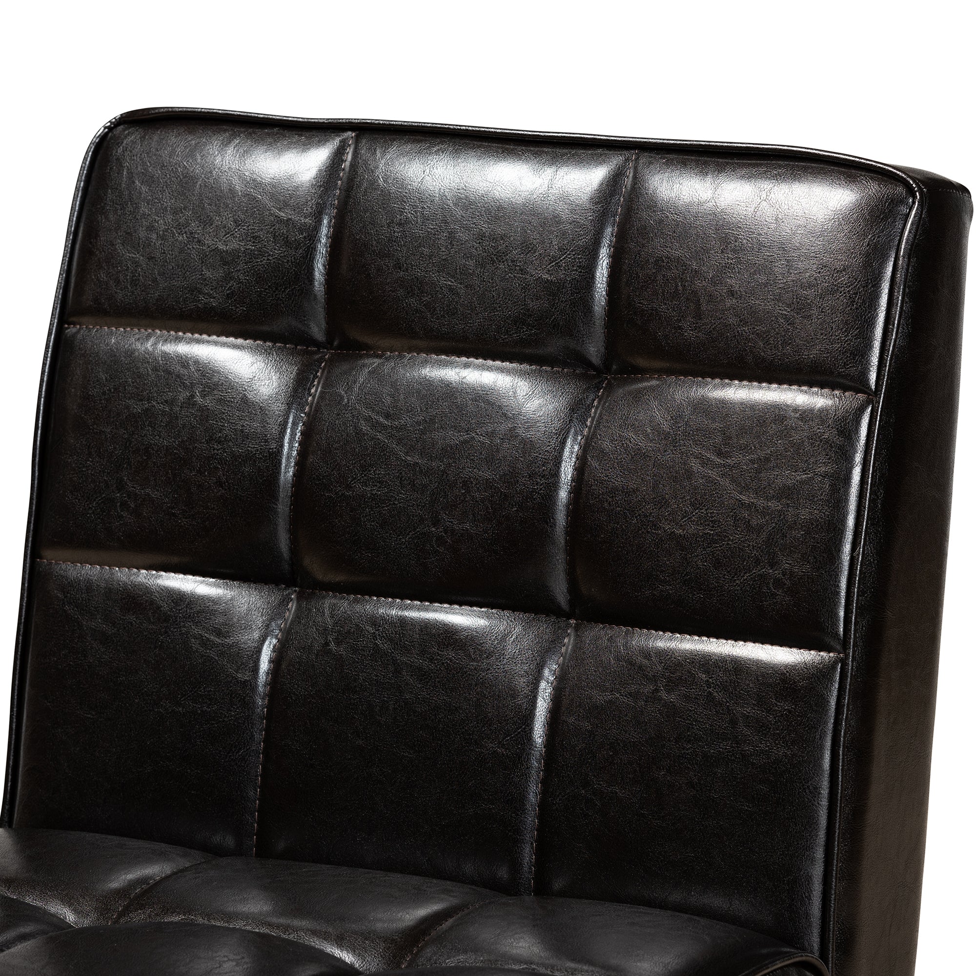 Baxton Studio Sanford Mid-Century Modern Dark Brown Faux Leather Upholstered and Walnut Brown Finished Wood Dining Chair