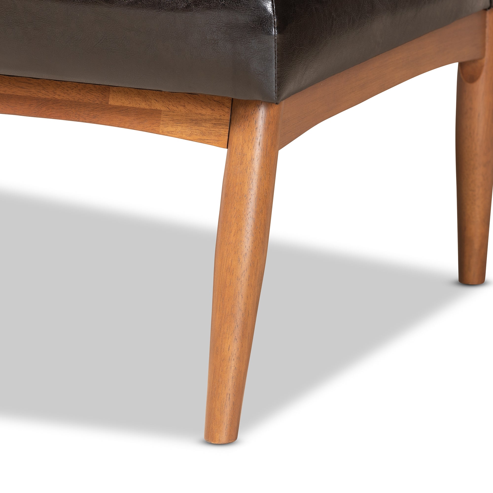 Baxton Studio Daymond Mid-Century Modern Dark Brown Faux Leather Upholstered and Walnut Brown Finished Wood 5-Piece Dining Nook Set