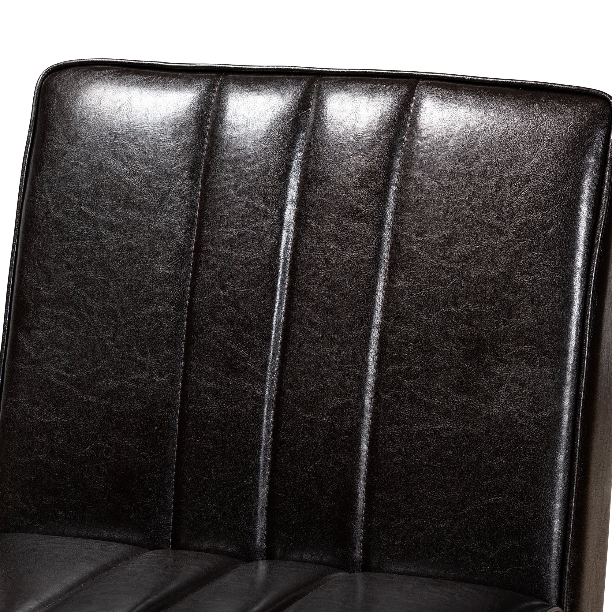 Baxton Studio Daymond Mid-Century Modern Dark Brown Faux Leather Upholstered and Walnut Brown Finished Wood Dining Chair