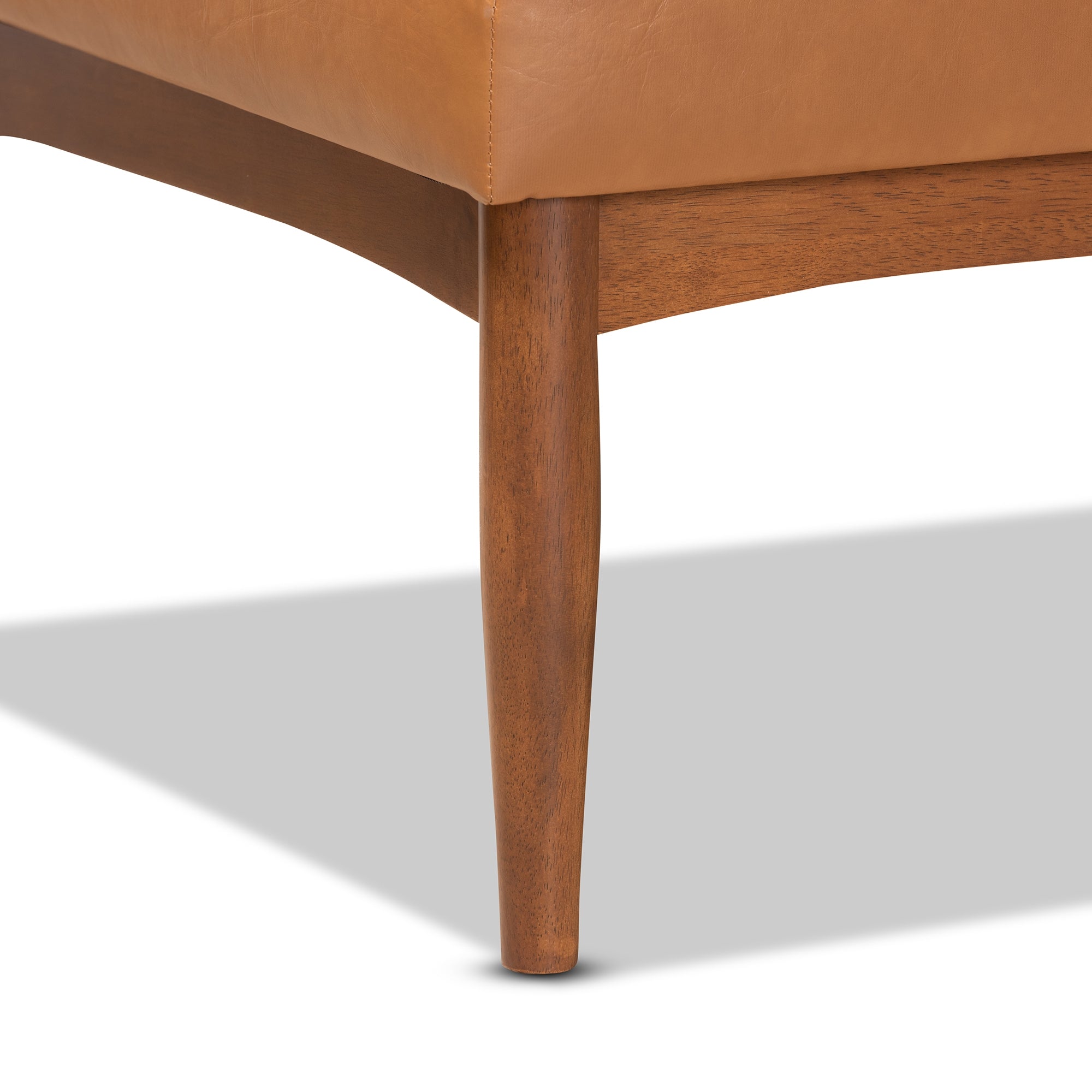 Baxton Studio Daymond Mid-Century Modern Tan Faux Leather Upholstered and Walnut Brown Finished Wood 5-Piece Dining Nook Set
