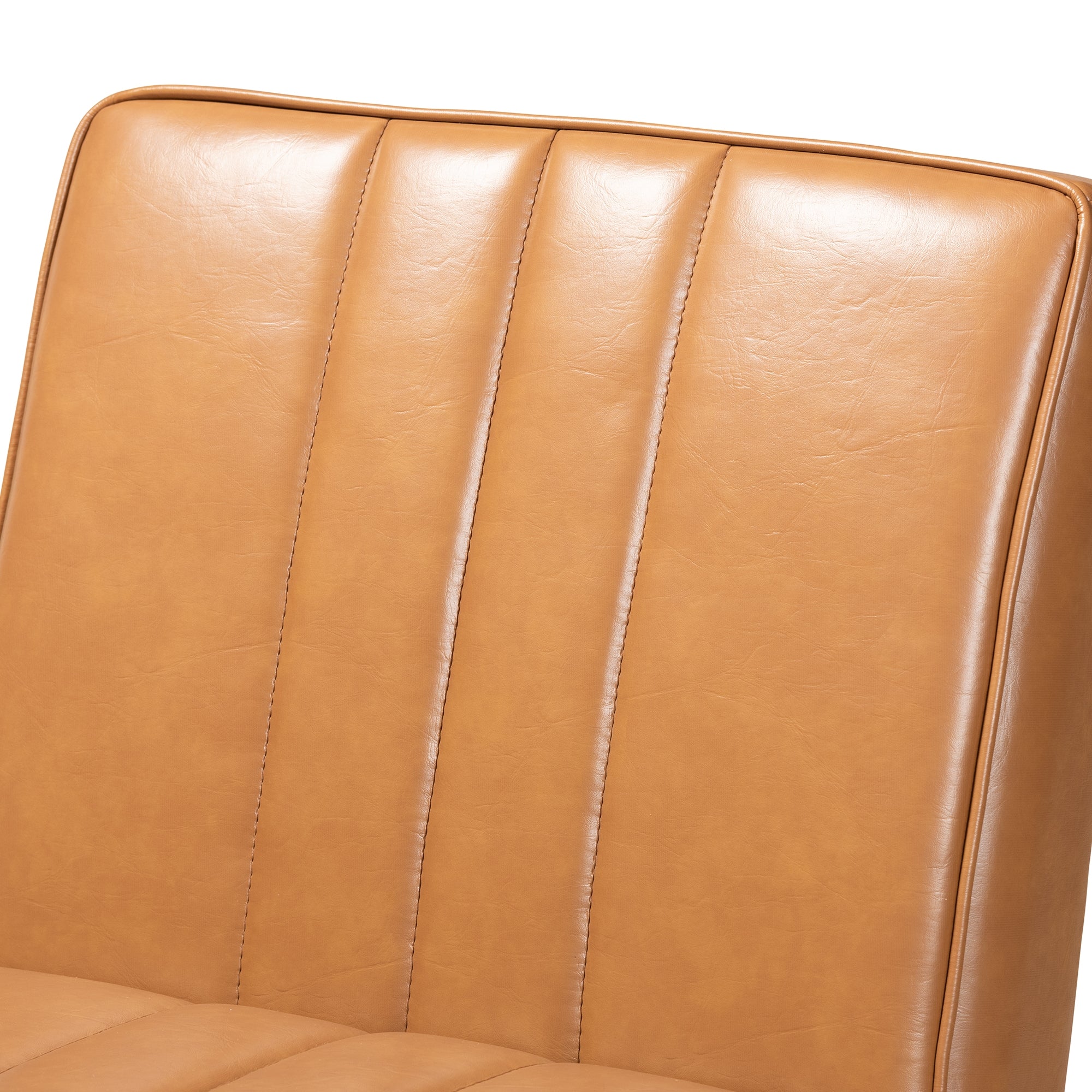 Baxton Studio Daymond Mid-Century Modern Tan Faux Leather Upholstered and Walnut Brown Finished Wood Dining Chair