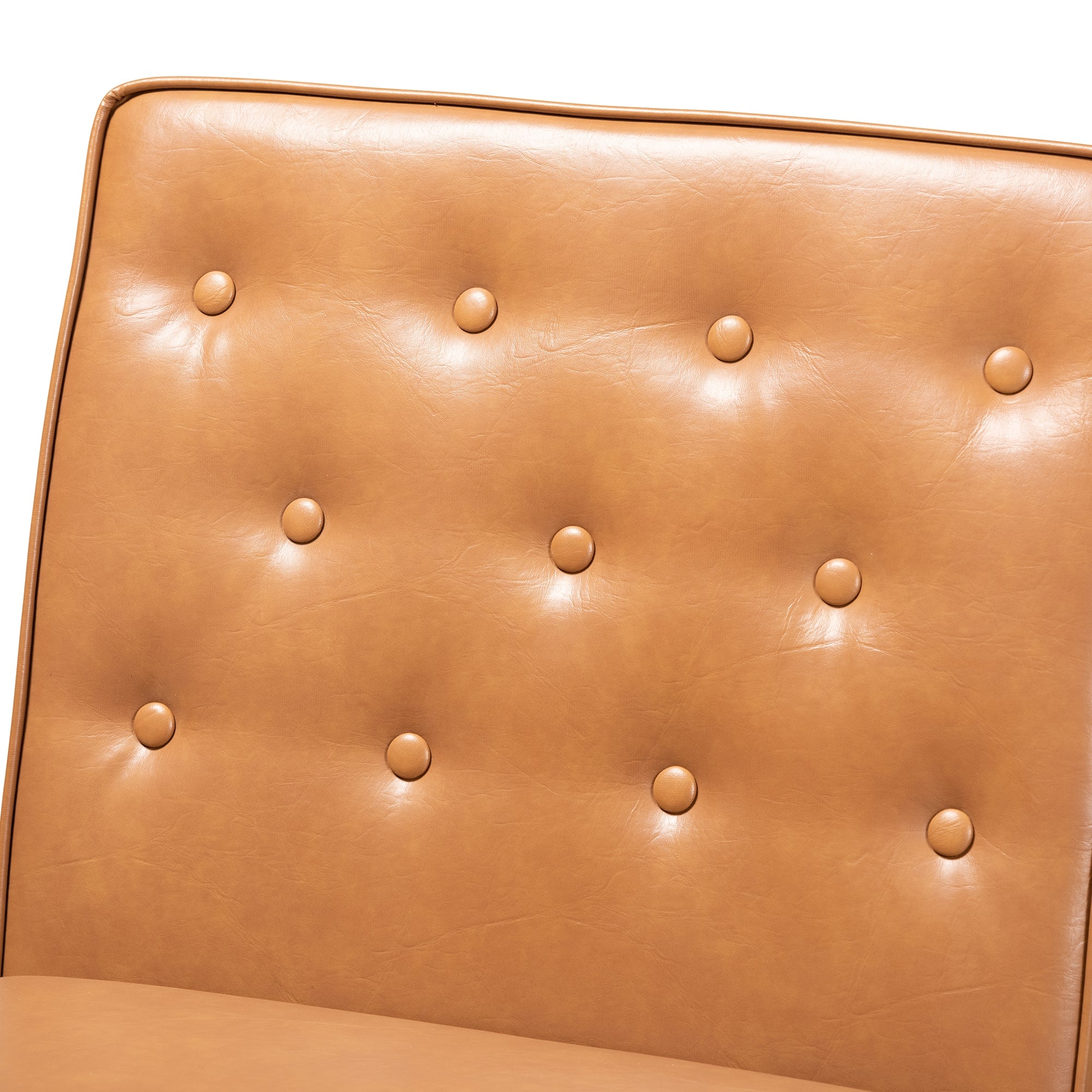 Baxton Studio Riordan Mid-Century Modern Tan Faux Leather Upholstered and Walnut Brown Finished Wood Dining Chair