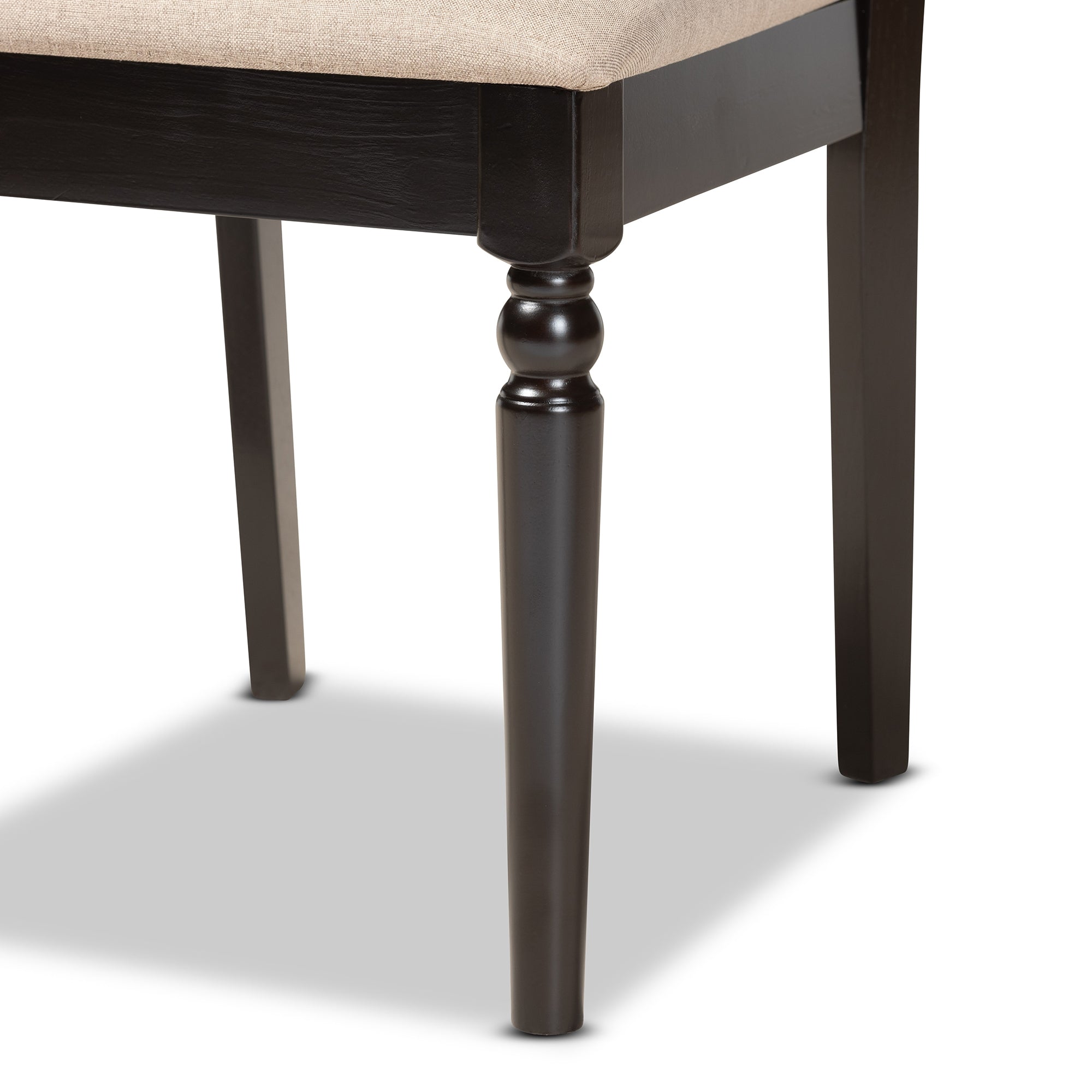 Baxton Studio Ramiro Modern and Contemporary Sand Fabric Upholstered and Dark Brown Finished Wood 5-Piece Dining Set