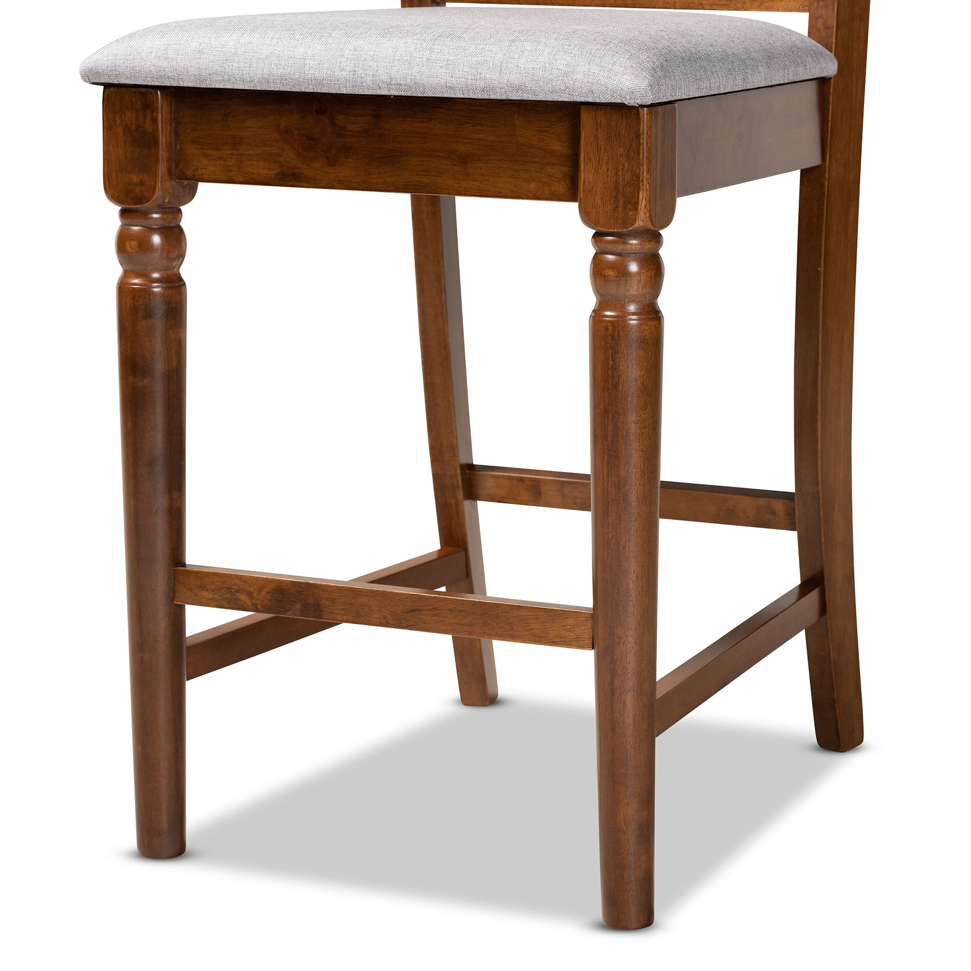 Baxton Studio Ramiro Modern and Contemporary Transitional Grey Fabric Upholstered and Walnut Brown Finished Wood 2-Piece Counter Stool Set