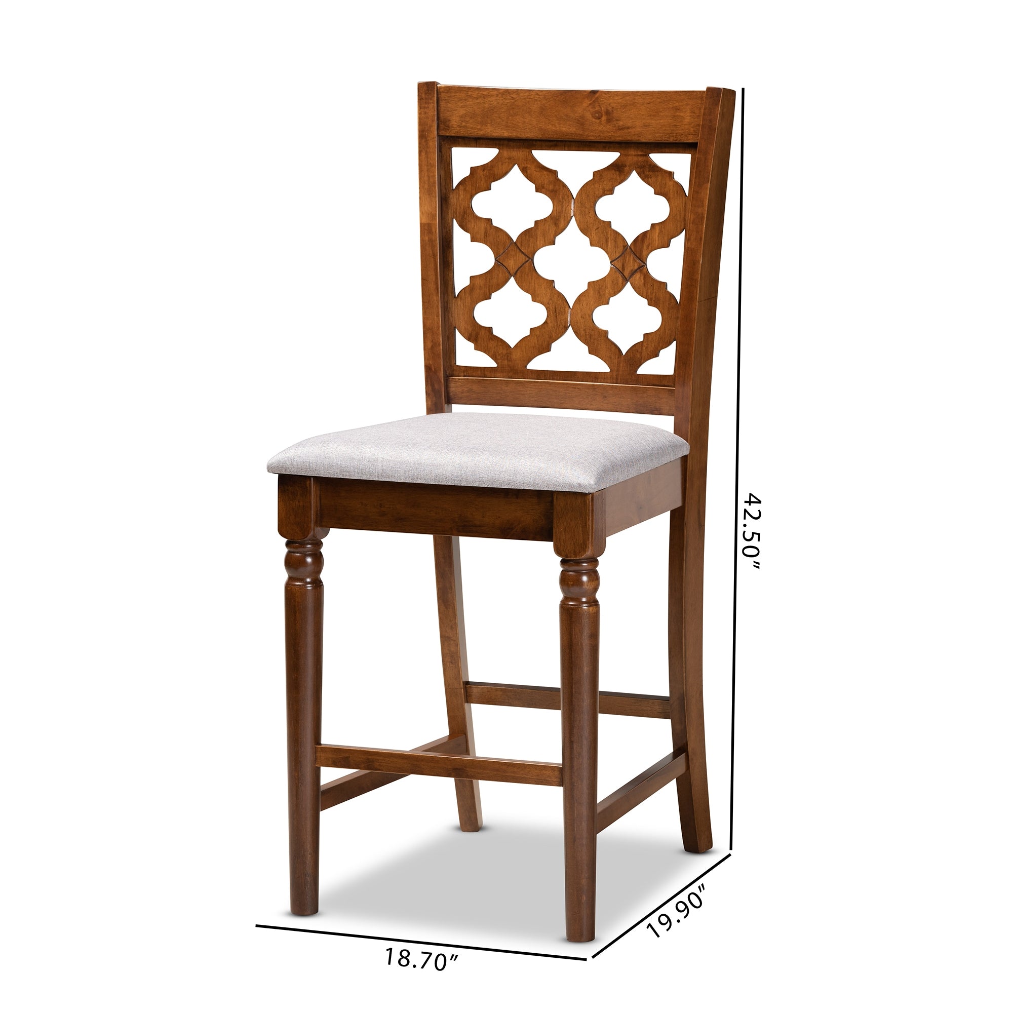 Baxton Studio Ramiro Modern and Contemporary Transitional Grey Fabric Upholstered and Walnut Brown Finished Wood 2-Piece Counter Stool Set