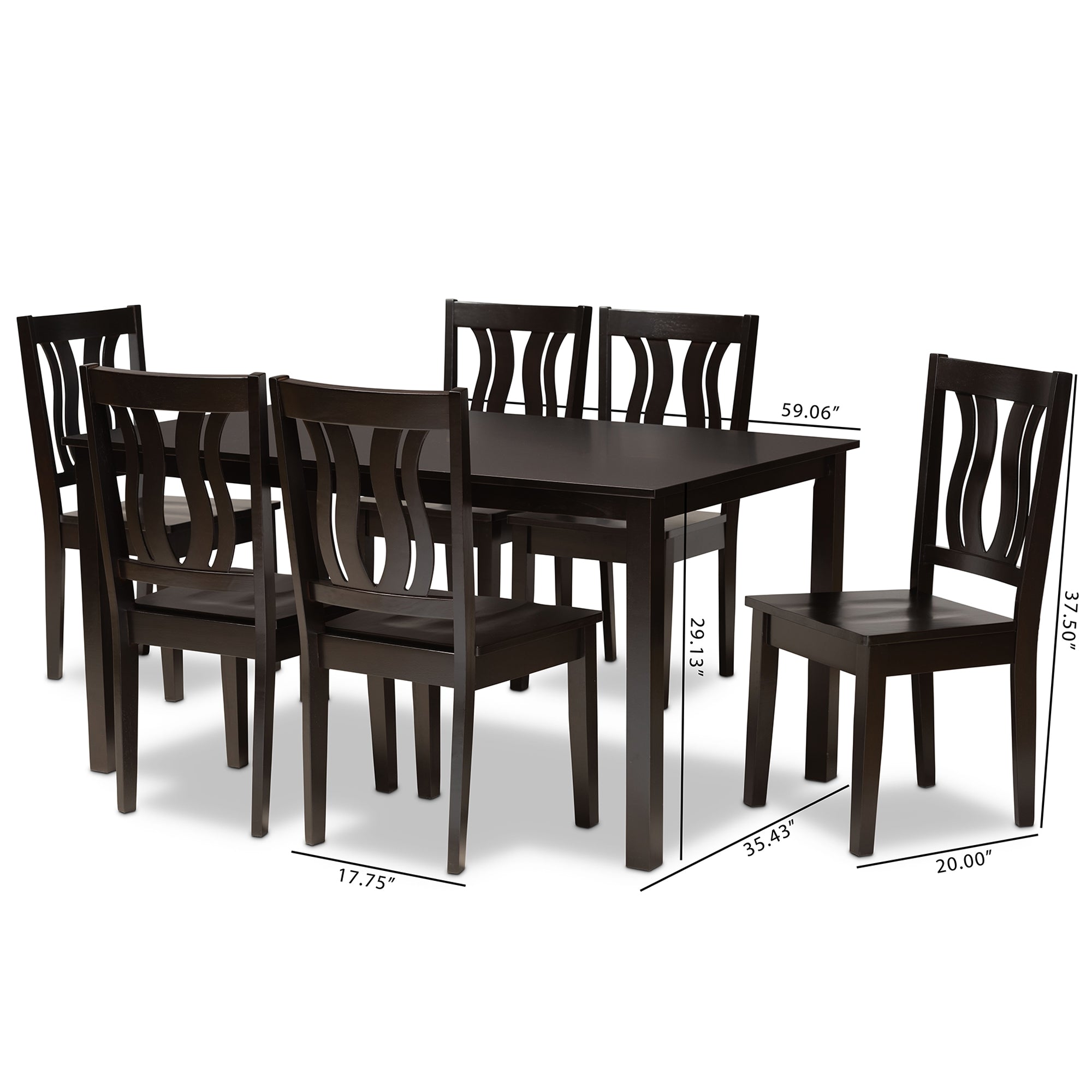 Baxton Studio Zamira Modern and Contemporary Transitional Dark Brown Finished Wood 7-Piece Dining Set
