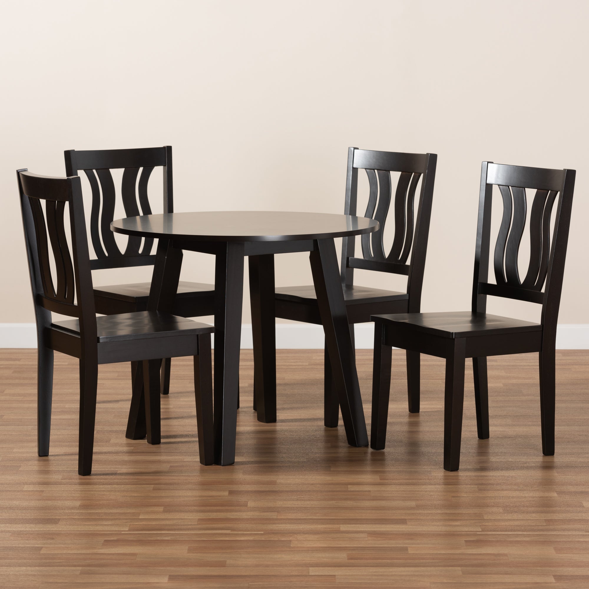 Baxton Studio Anesa Modern and Contemporary Transitional Dark Brown Finished Wood 5-Piece Dining Set