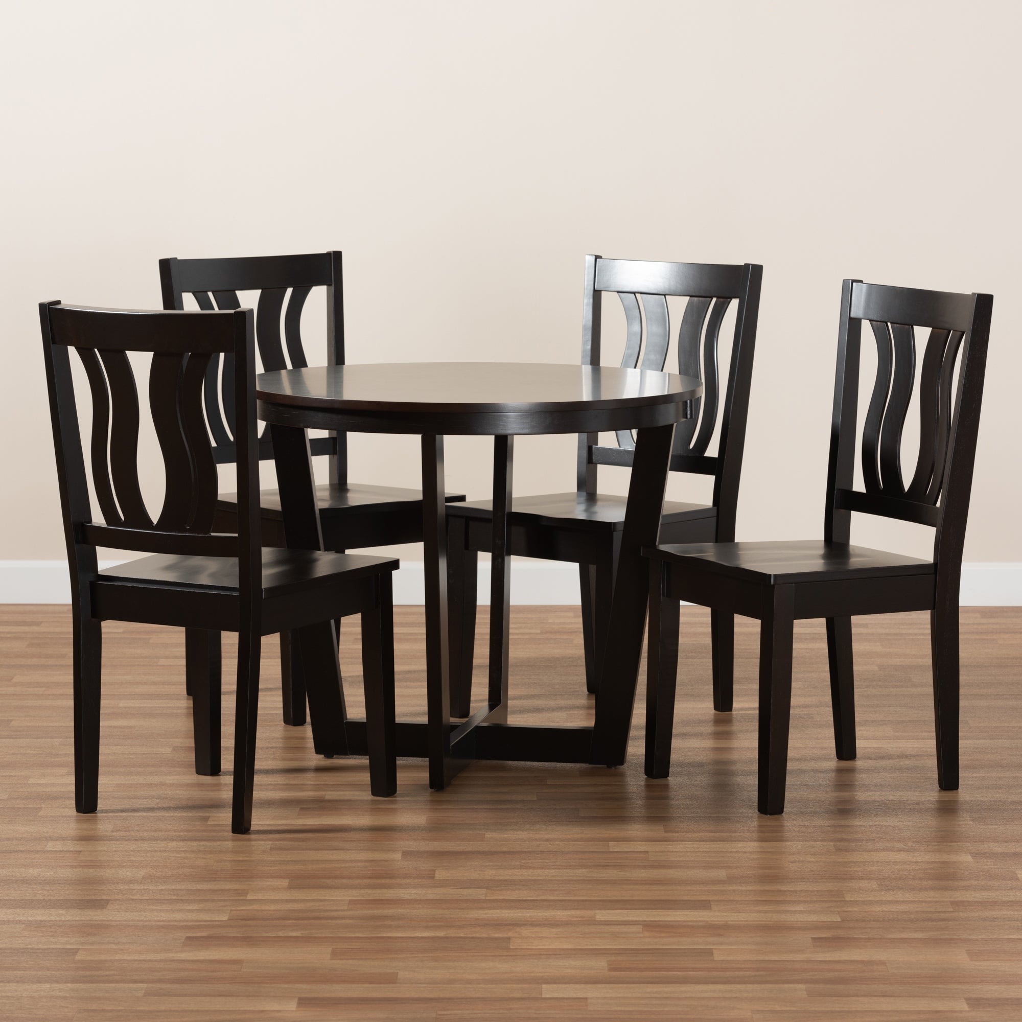 Baxton Studio Elodia Modern and Contemporary Transitional Dark Brown Finished Wood 5-Piece Dining Set