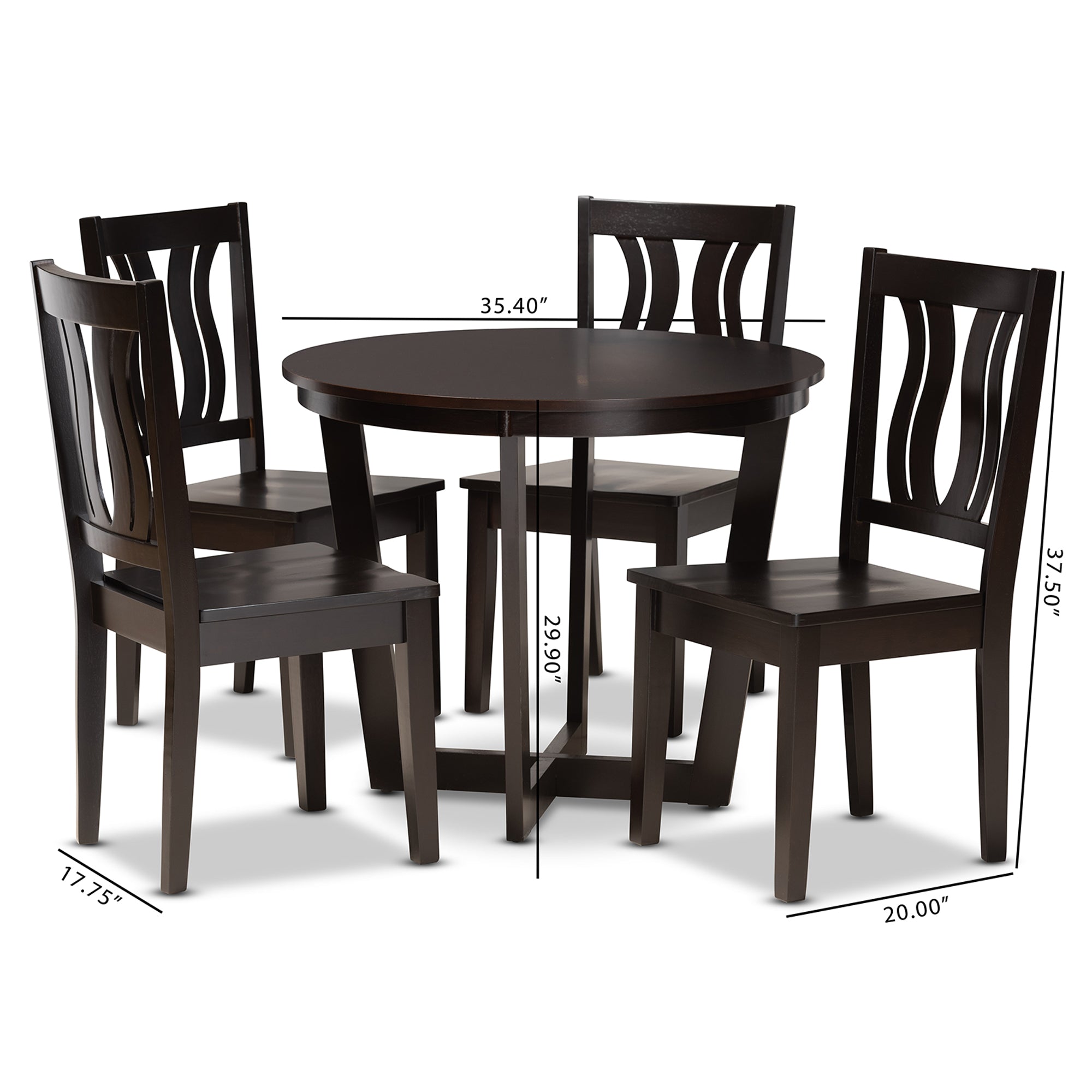 Baxton Studio Elodia Modern and Contemporary Transitional Dark Brown Finished Wood 5-Piece Dining Set