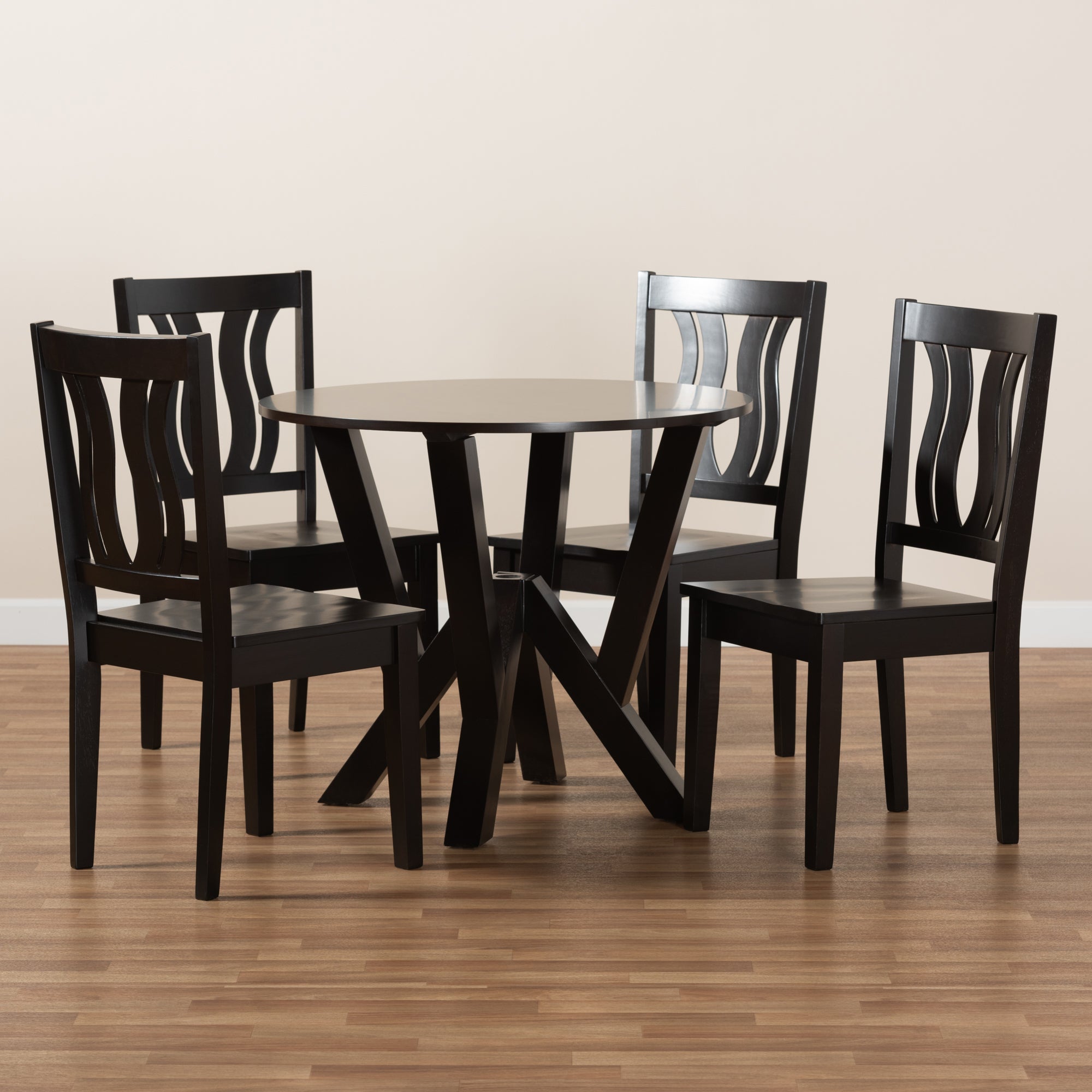 Baxton Studio Noelia Modern and Contemporary Transitional Dark Brown Finished Wood 5-Piece Dining Set